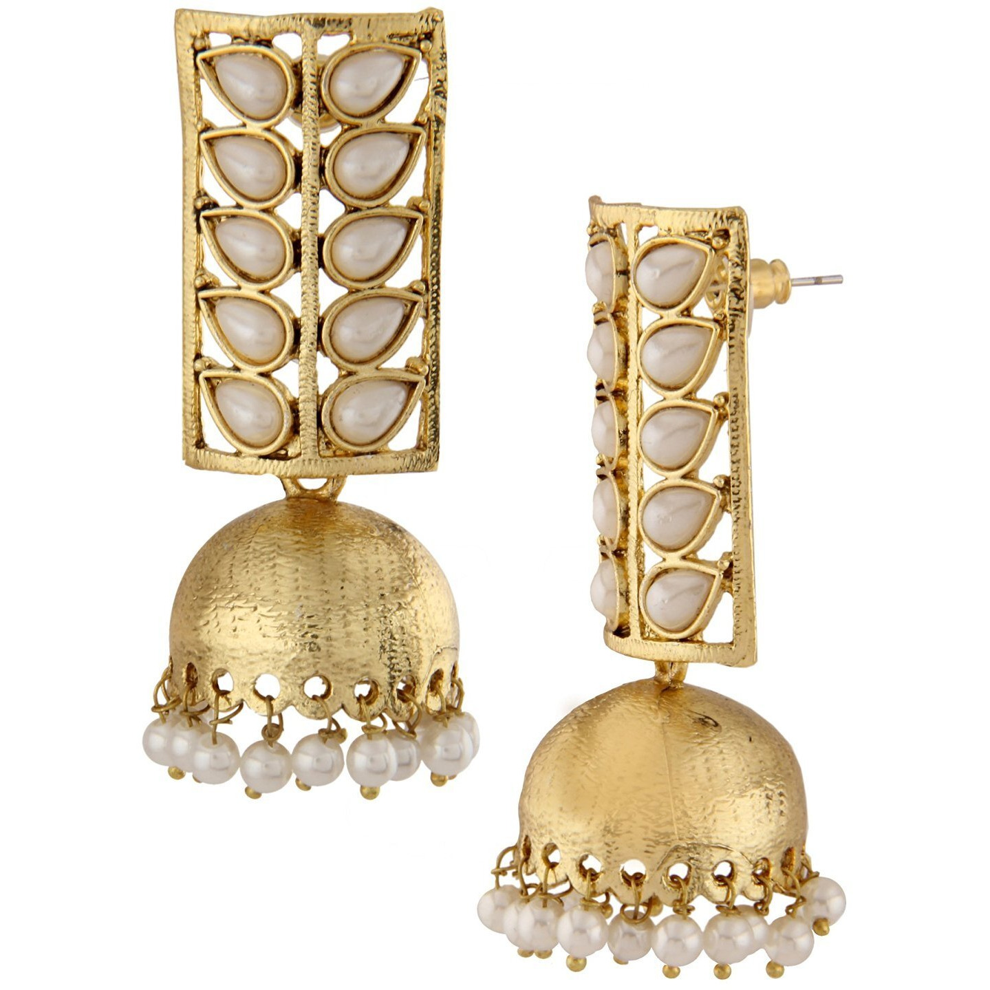 Shining Diva Traditional Pearl Jewellery Stylish Fancy Jhumki/Jhumka Earrings For Women and Girls (Golden) (8421er)