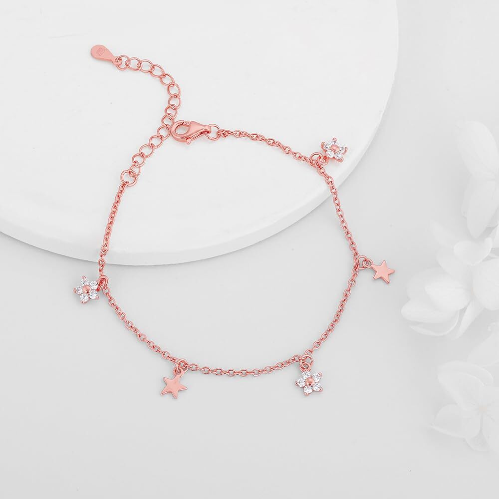 GIVA 925 Silver Rose Gold Starlit Dreams Bracelet, Adjustable| Rakhi Rakshabandhan Gift for Sister Bhabhi, Gifts for Women & Girls| With Certificate of Authenticity and 925 Stamp | 6 Month Warranty*