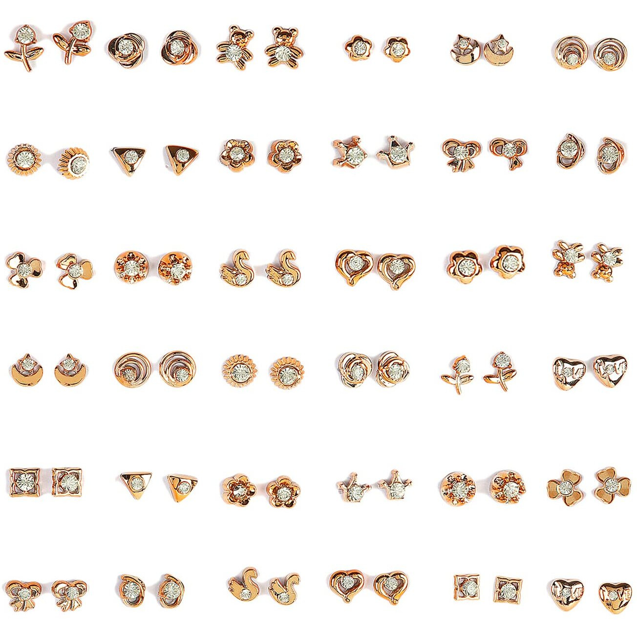 Shining Diva Fashion Golden Non Precious Metal Base Metal Stylish Earrings for Girls and Women (Combo 36 Pairs Set, 12021er)