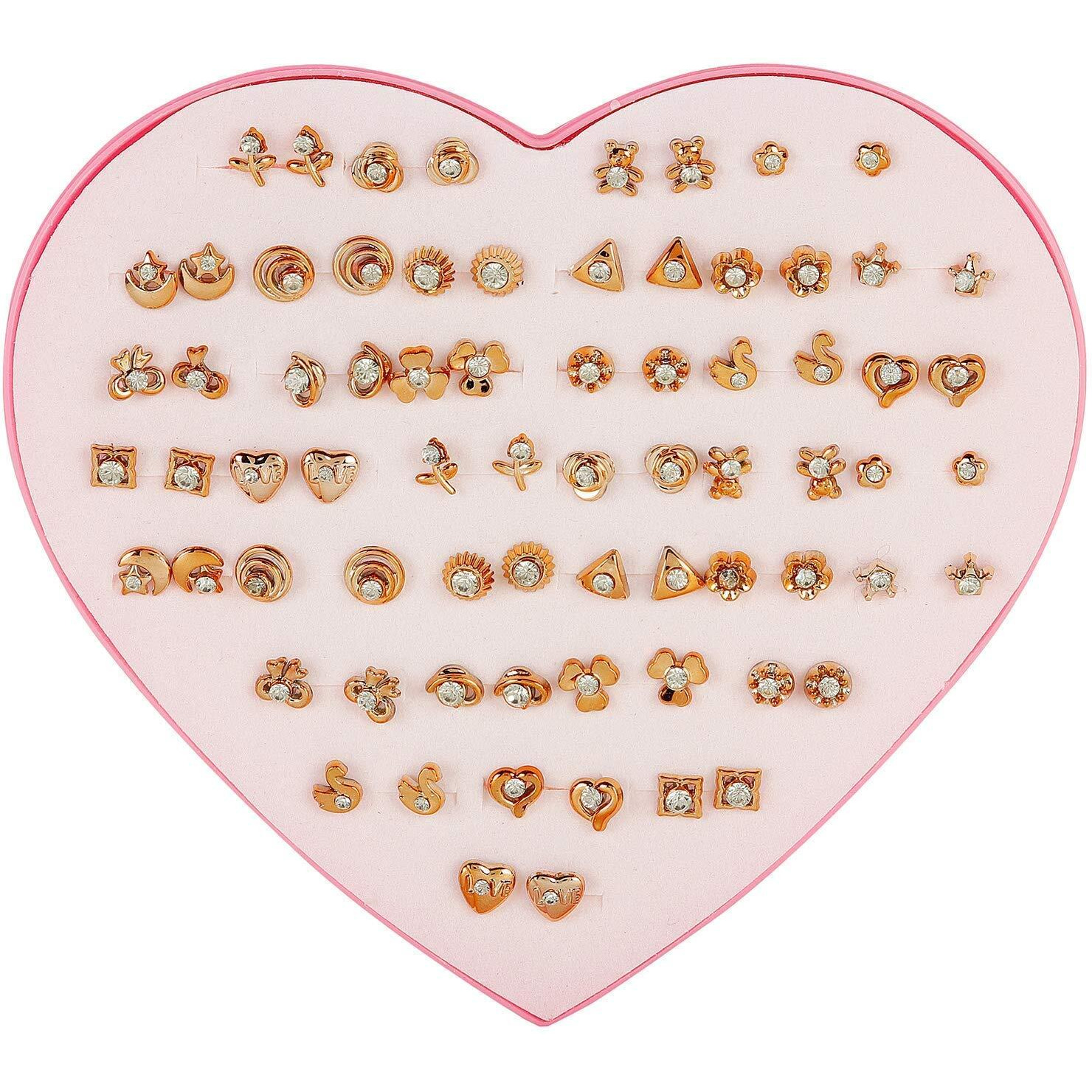 Shining Diva Fashion Golden Non Precious Metal Base Metal Stylish Earrings for Girls and Women (Combo 36 Pairs Set, 12021er)