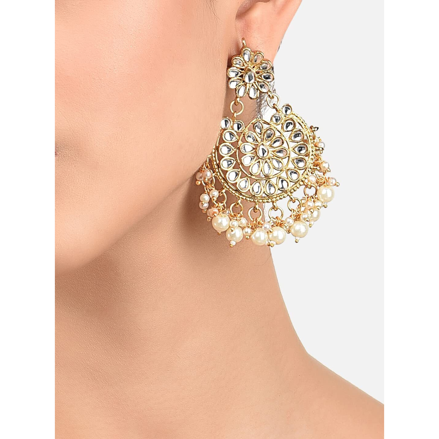 Zaveri Pearls Gold Tone Kundan & Pearls Dangle Earring For Women-ZPFK8661