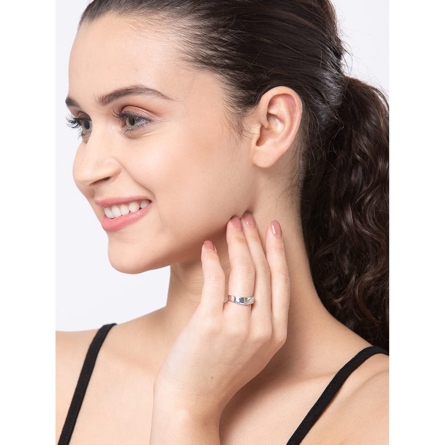 Clara Pure 925 Sterling Silver Wave Adjustable Ring Gift for Women and Girls | Partial Matte Finish