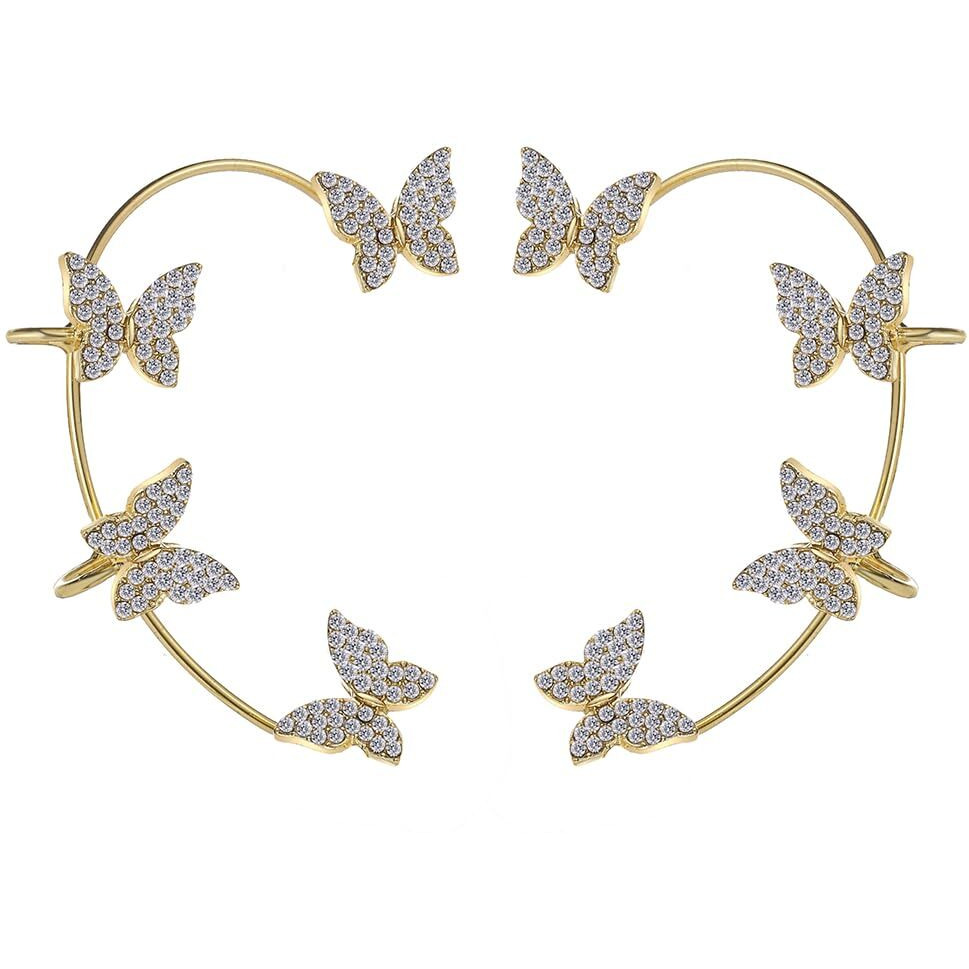 Shining Diva Fashion Latest Stylish 2 Pcs Combo Clip On Ear Cuff Earrings for Women and Girls (15590er)(Gold)