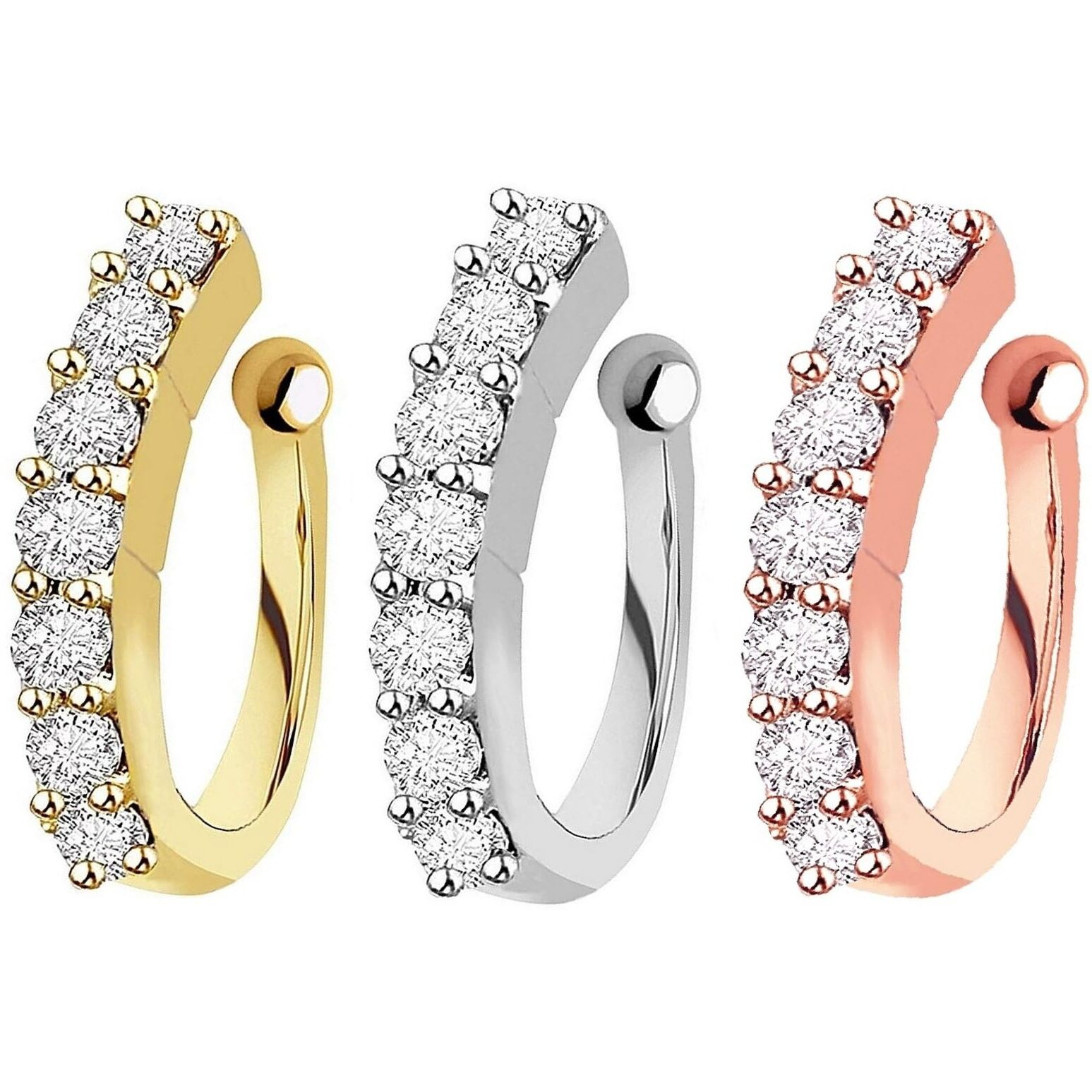 VAMA Golden Clip On Nose Ring Combo Without Piercing Pressing Type Nose Pin Stud for Women