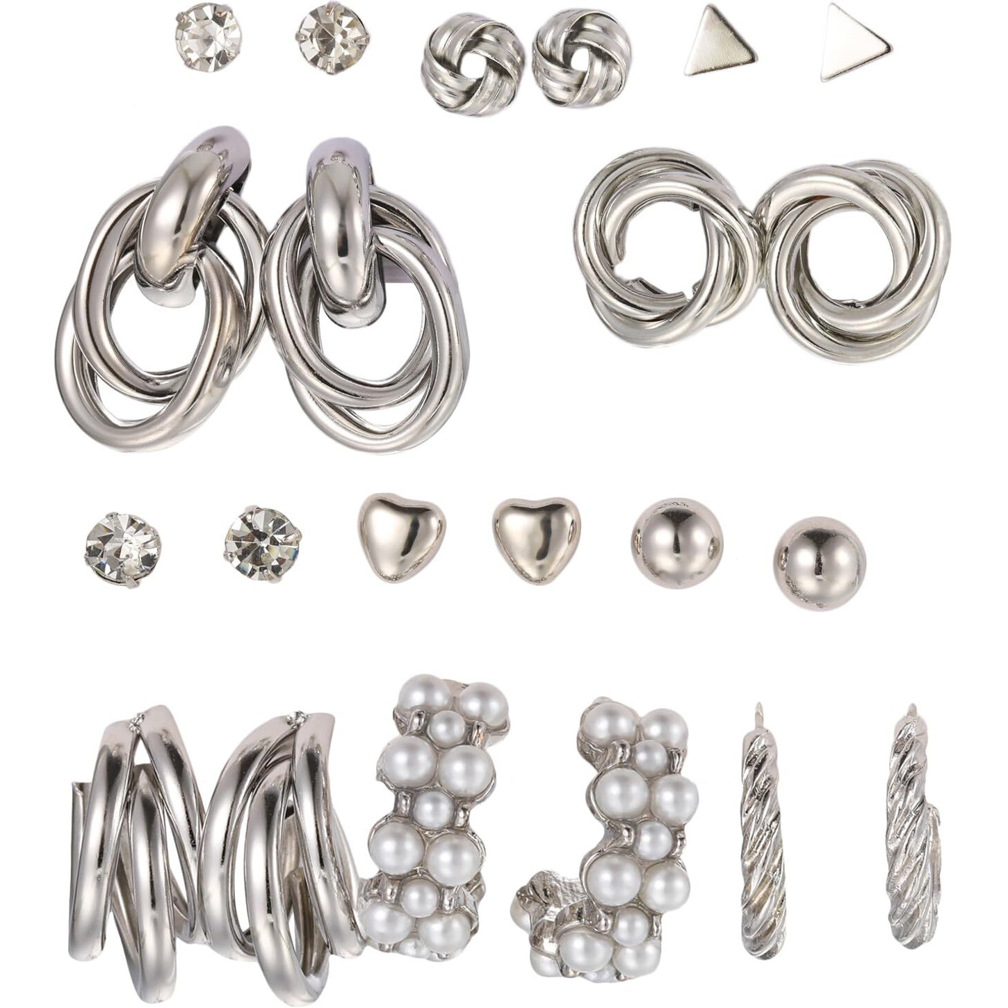 Shining Diva Fashion 11 Pairs Combo Set Latest Stylish Stud Earrings for Women and Girls (rr15820er)