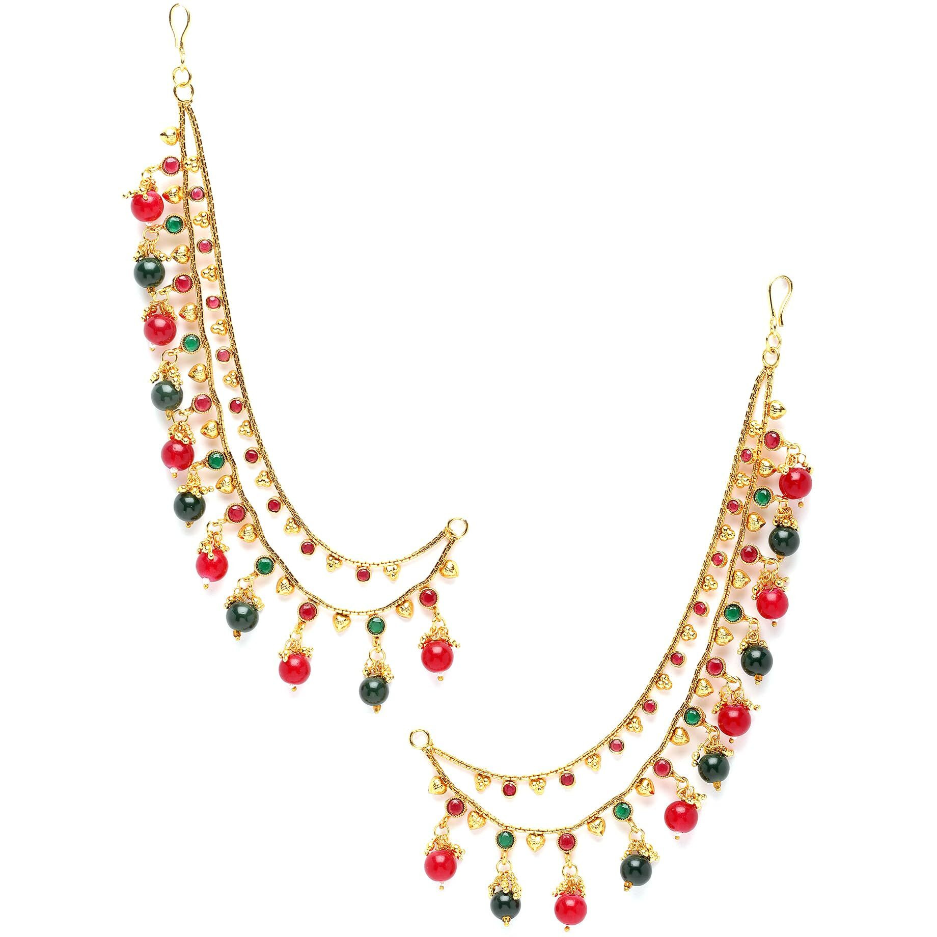 ZENEME Womens Golden Gold Plated Long Hair Chain Jewellery Earring (Multi 2)