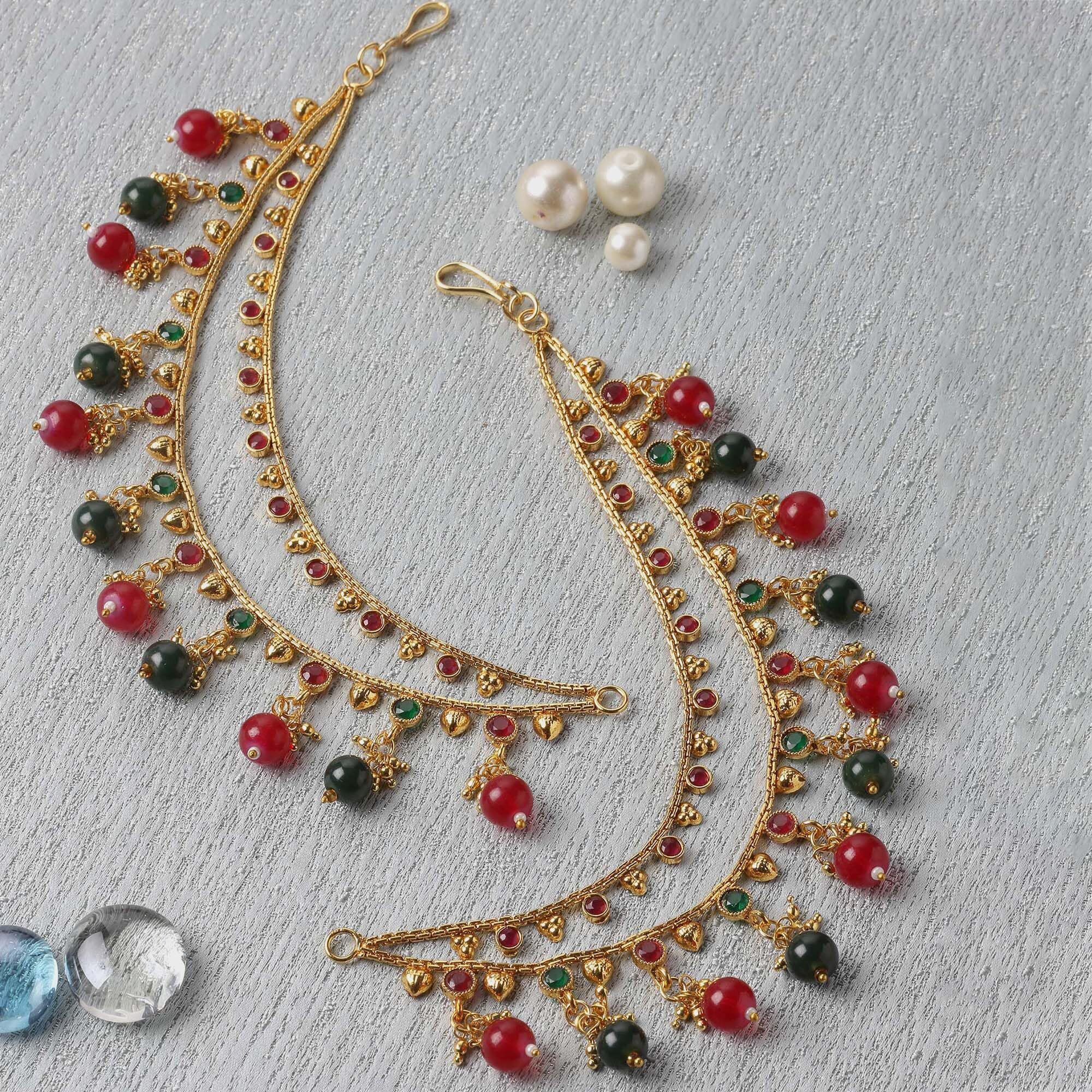ZENEME Womens Golden Gold Plated Long Hair Chain Jewellery Earring (Multi 2)