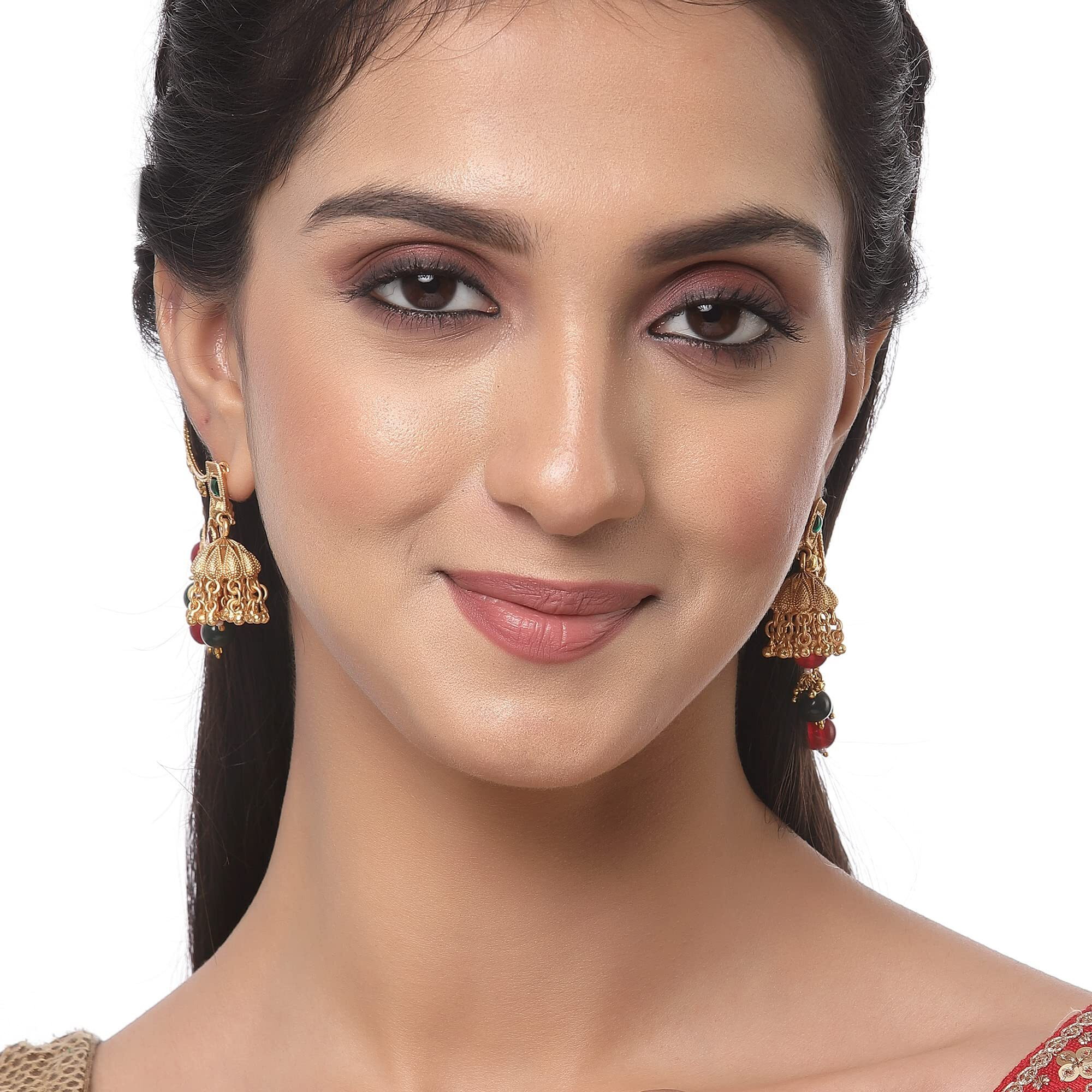 ZENEME Womens Golden Gold Plated Long Hair Chain Jewellery Earring (Multi 2)