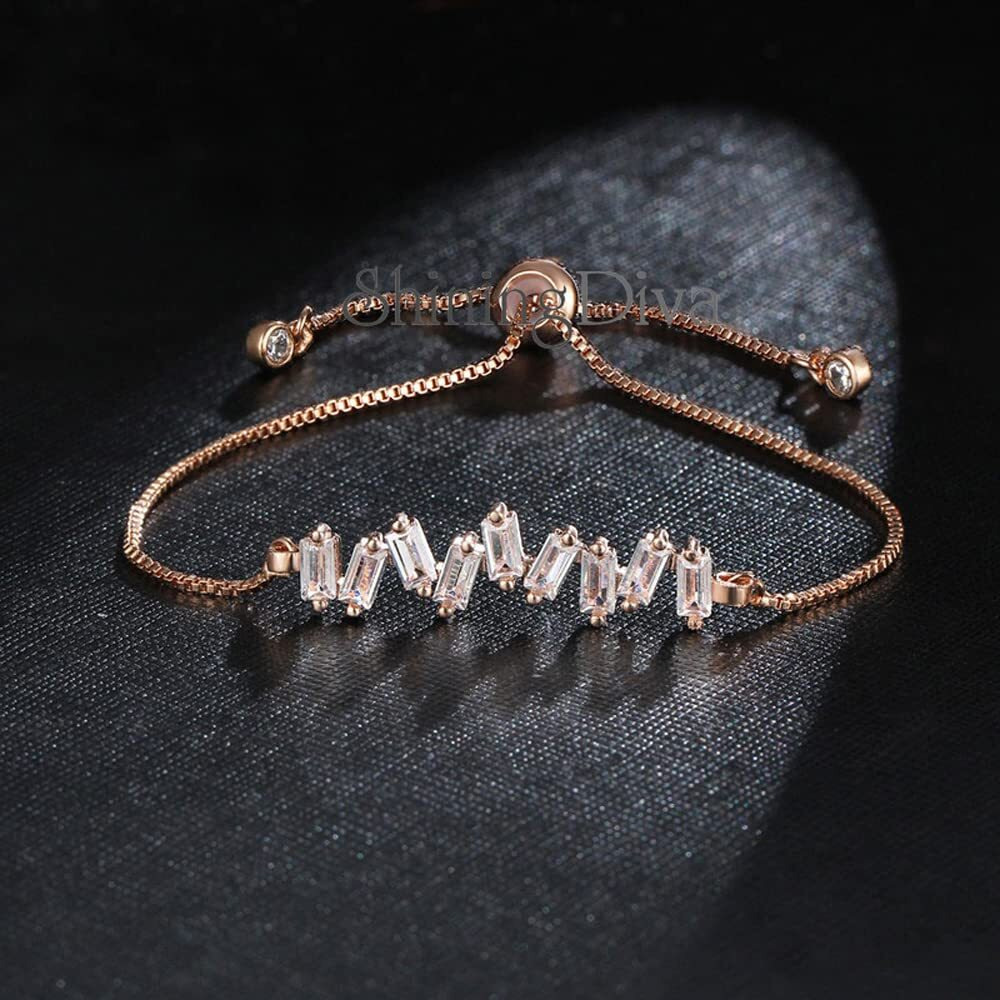 Shining Diva Fashion Latest Stylish Austrian Crystal Rose Gold Charm Bracelet for Women (rrsd10851b)