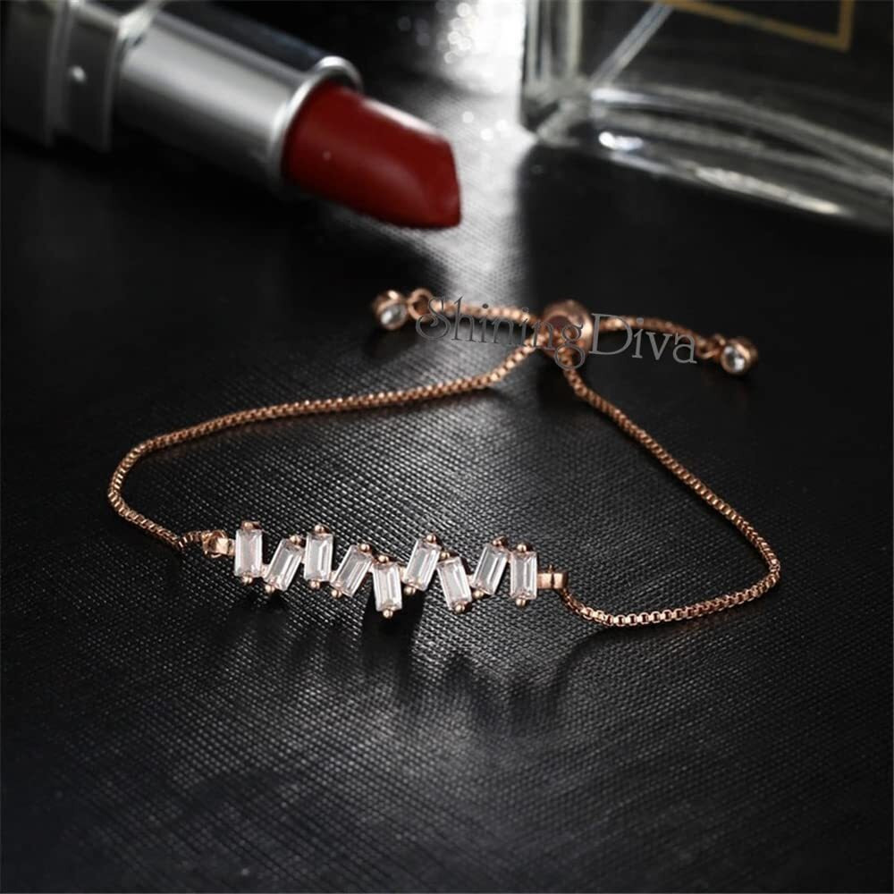 Shining Diva Fashion Latest Stylish Austrian Crystal Rose Gold Charm Bracelet for Women (rrsd10851b)
