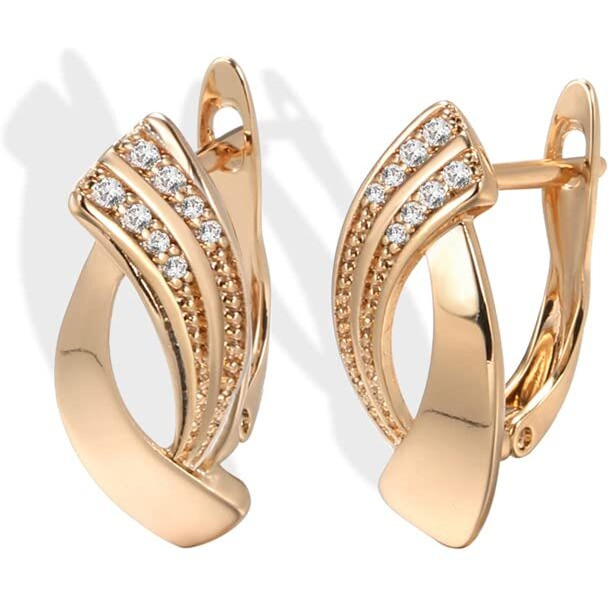 Shining Diva Fashion 18k Rose Gold Plated Latest Stylish Copper Zircon Earrings for Women and Girls (14478er)