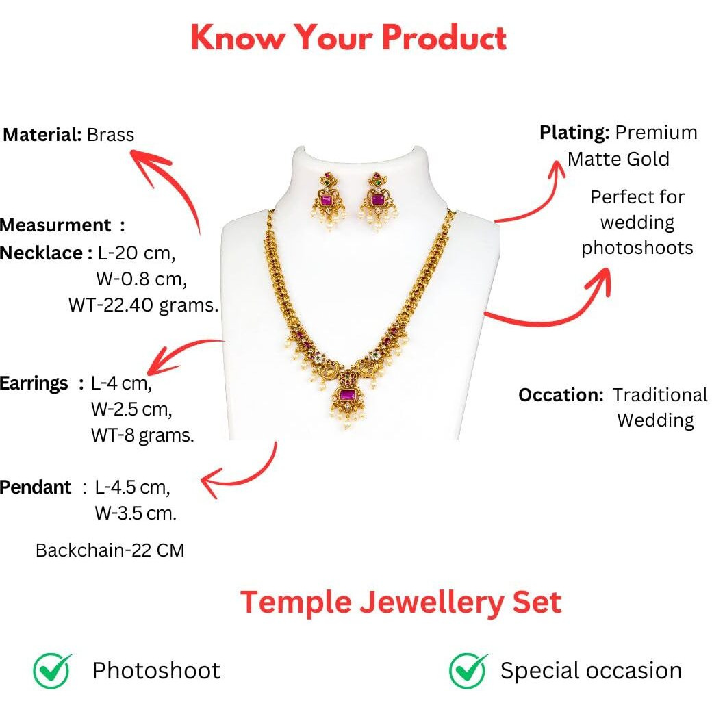 Sasitrends Enchanting Gold Plated Peacock and Floral Pearl Necklace Jewellery Set for Women & Girls