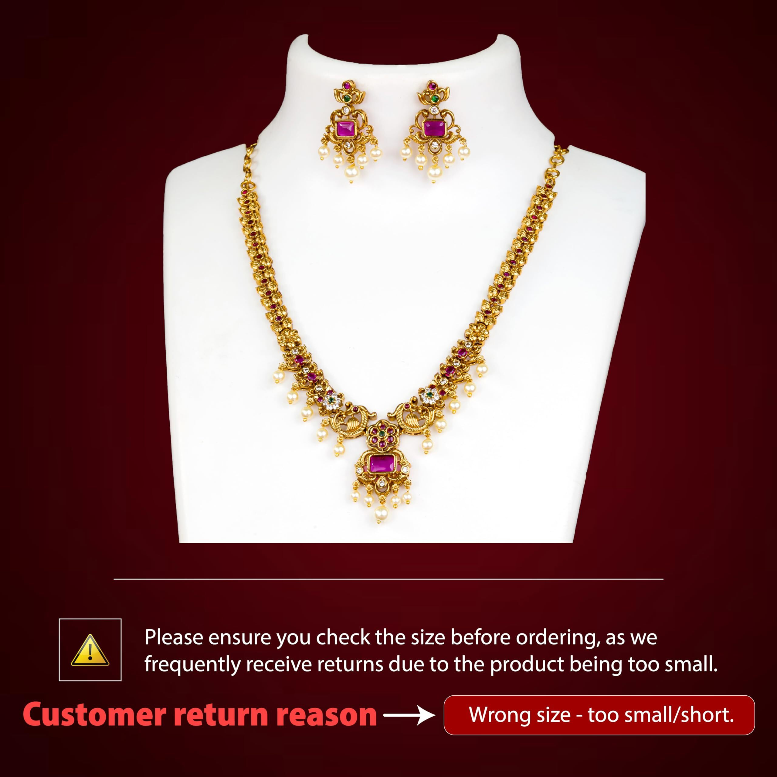 Sasitrends Enchanting Gold Plated Peacock and Floral Pearl Necklace Jewellery Set for Women & Girls