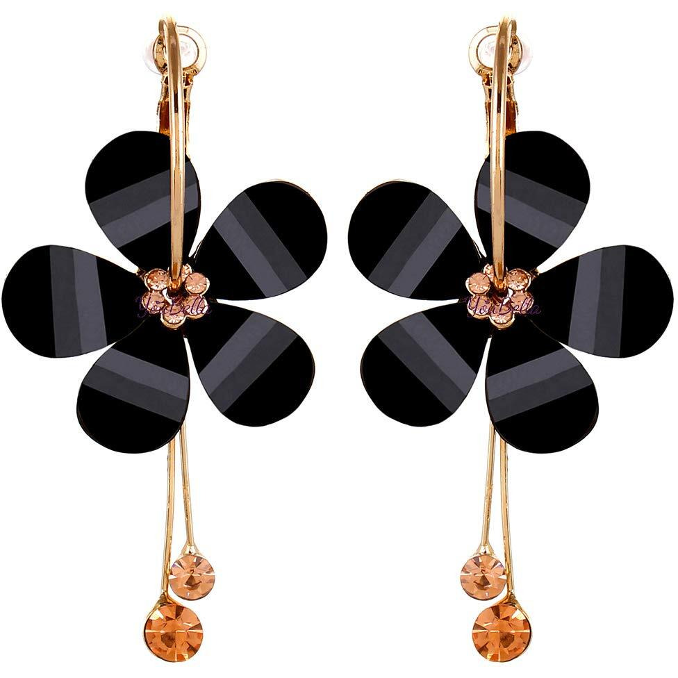 YouBella Jewellery Valentine Gifts Gold Plated Floral Earrings for Girls and Women (Black)