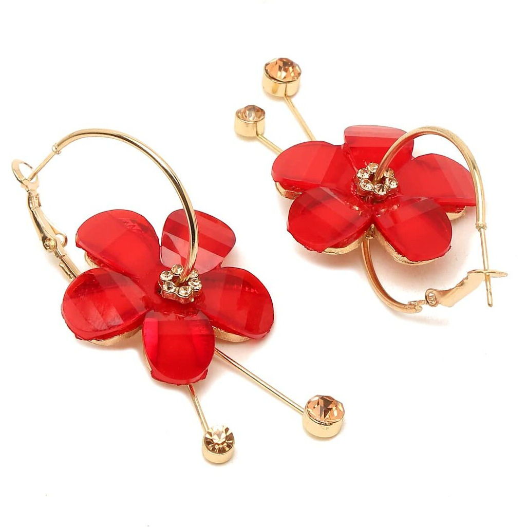 YouBella Jewellery Gold Plated Earrings for Girls and Women (Red)