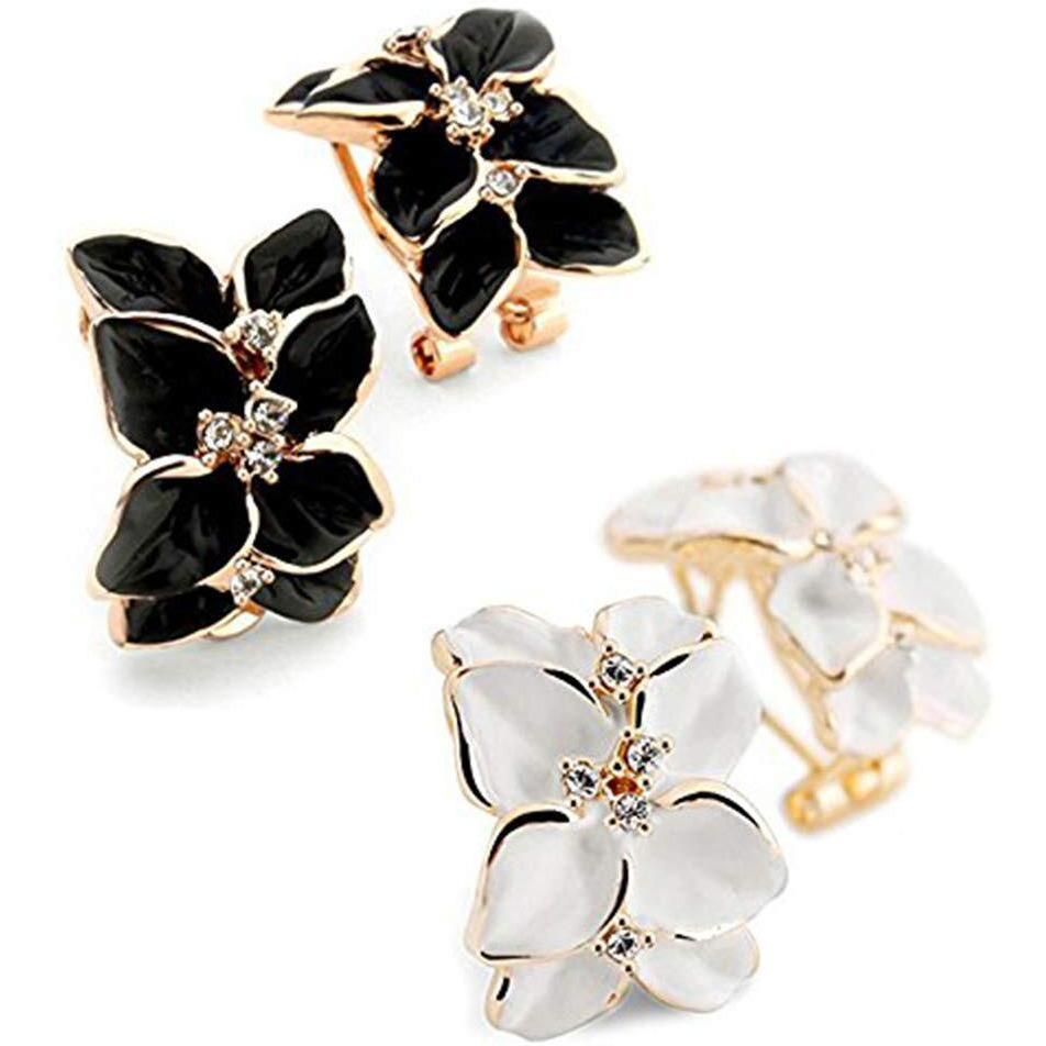 YouBella earrings for women Jewellery Crystal Earrings Combo Tops for Girls and Women (Black & White)