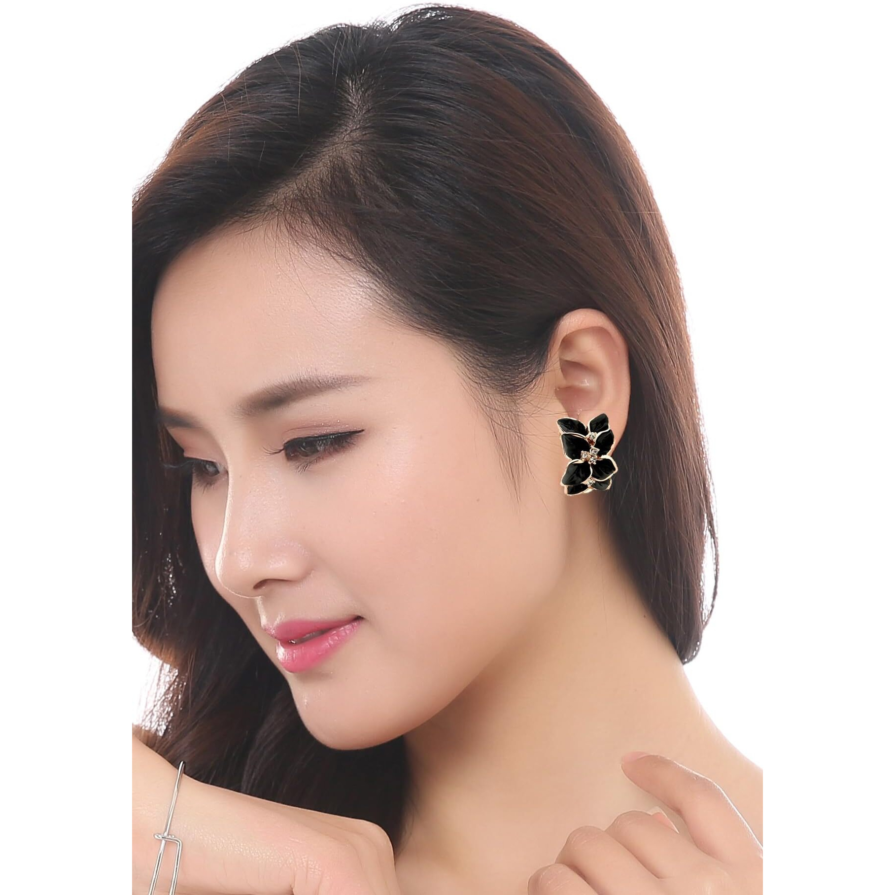 YouBella earrings for women Jewellery Crystal Earrings Combo Tops for Girls and Women (Black & White)