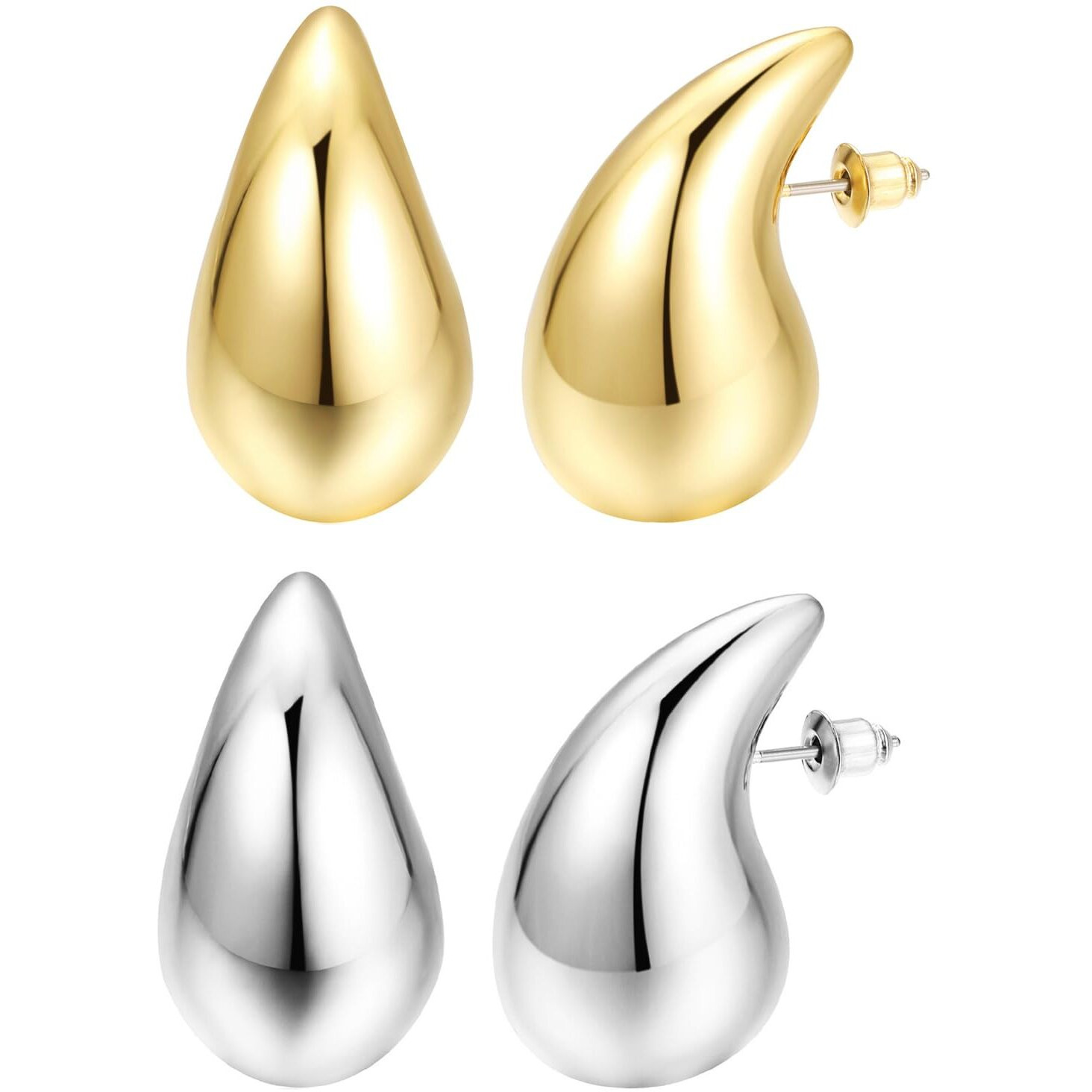 Shining Diva Fashion Latest Stylish Western Combo Earrings for Women Girls (cmb304_15818_15819) (Gold)(Silver)