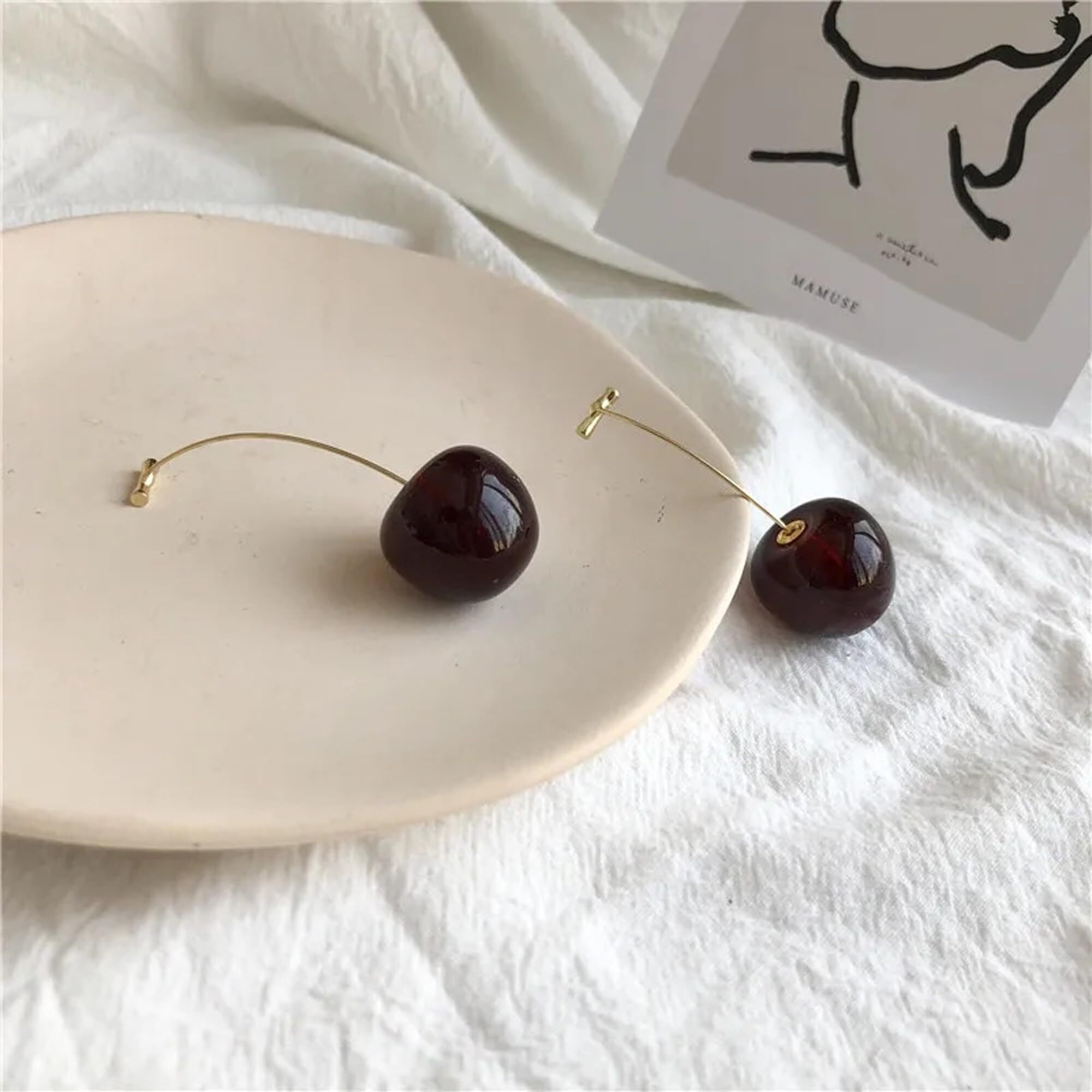 Fashion Frill Earrings For Women Red Cherry Designs Gold Plated Dangle Earrings For Women Girls Love Gifts Womens Jewellery