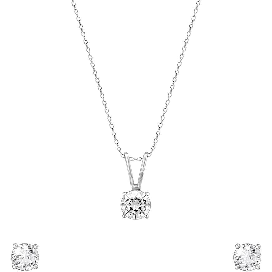 GIVA 925 Silver Classic Zircon Set With Necklace & Earrings |Rakhi Rakshabandhan Gift for Sister Bhabhi, Gifts for Women & Girls | With Certificate of Authenticity and 925 Stamp | 6 Month Warranty*