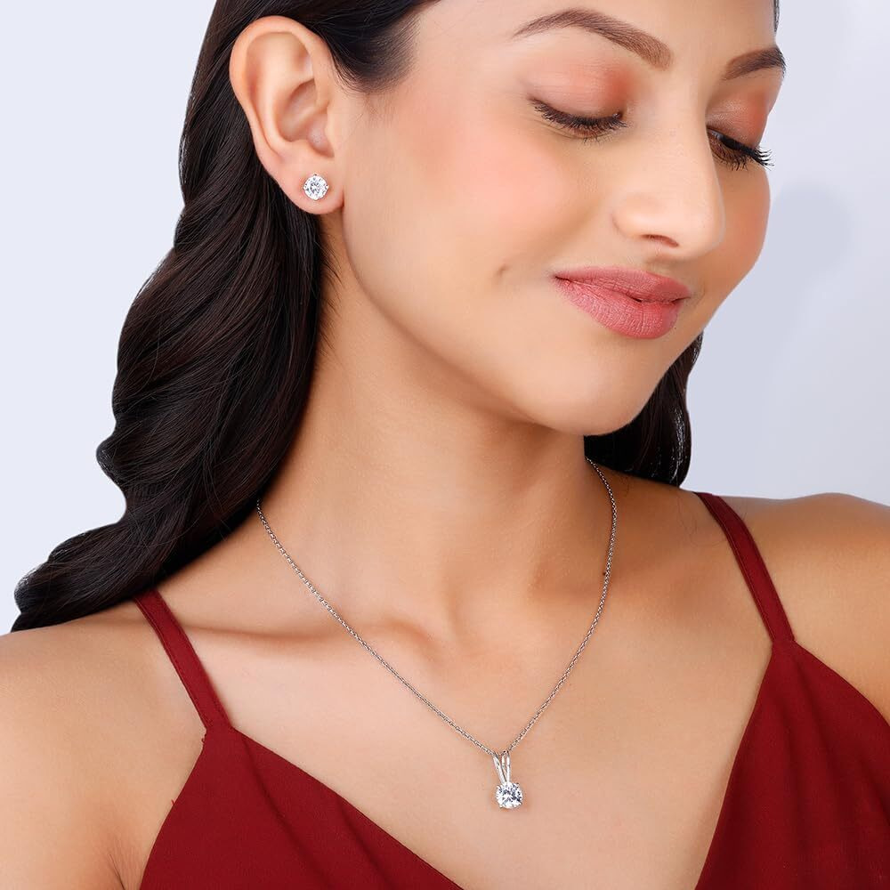 GIVA 925 Silver Classic Zircon Set With Necklace & Earrings |Rakhi Rakshabandhan Gift for Sister Bhabhi, Gifts for Women & Girls | With Certificate of Authenticity and 925 Stamp | 6 Month Warranty*