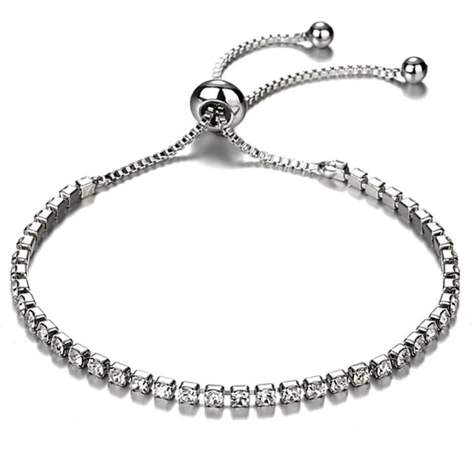 Shining Diva Fashion Latest Stylish Austrian Crystal Silver Plated Charm Bracelet for Women (rrsd10857b), One Size