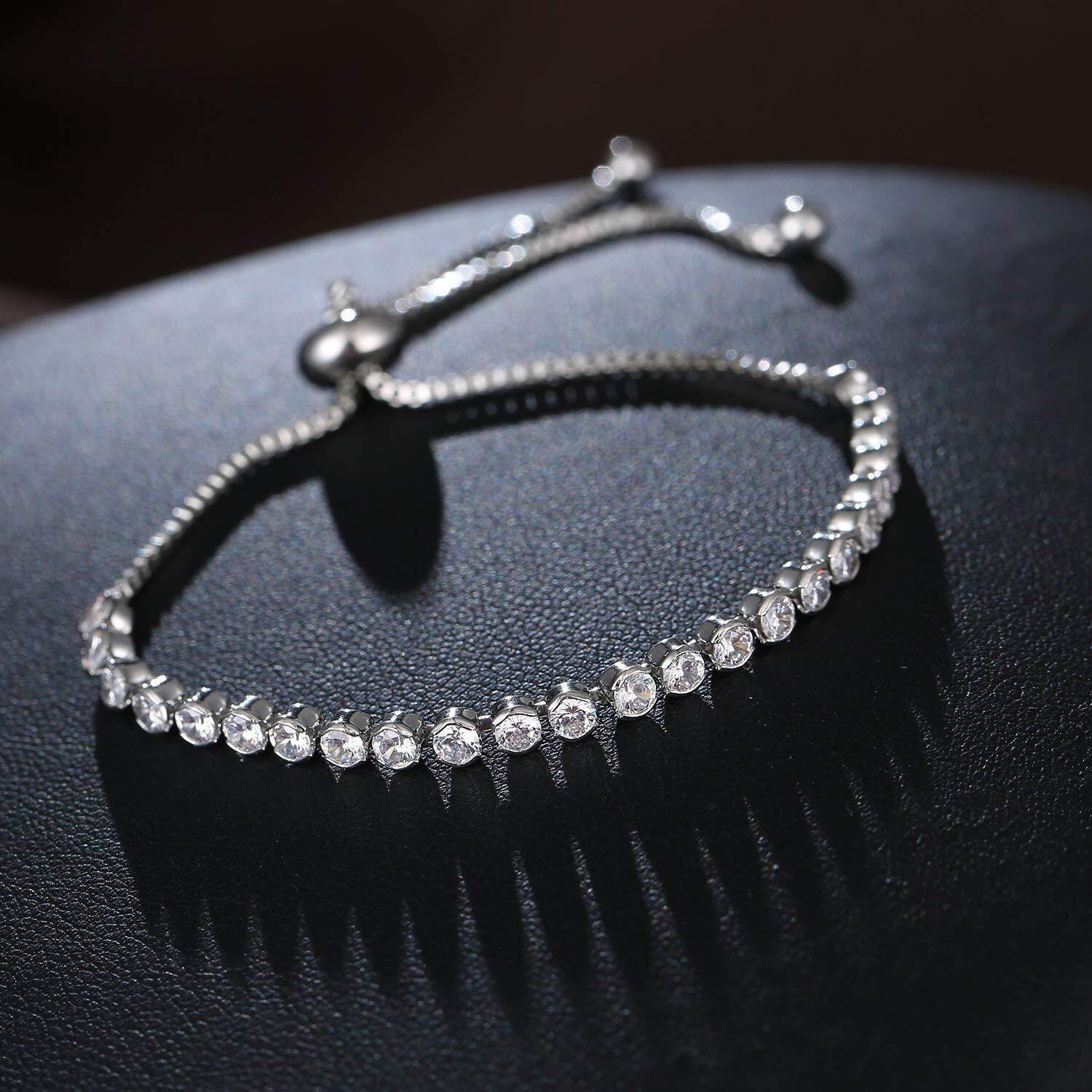 Shining Diva Fashion Latest Stylish Austrian Crystal Silver Plated Charm Bracelet for Women (rrsd10857b), One Size