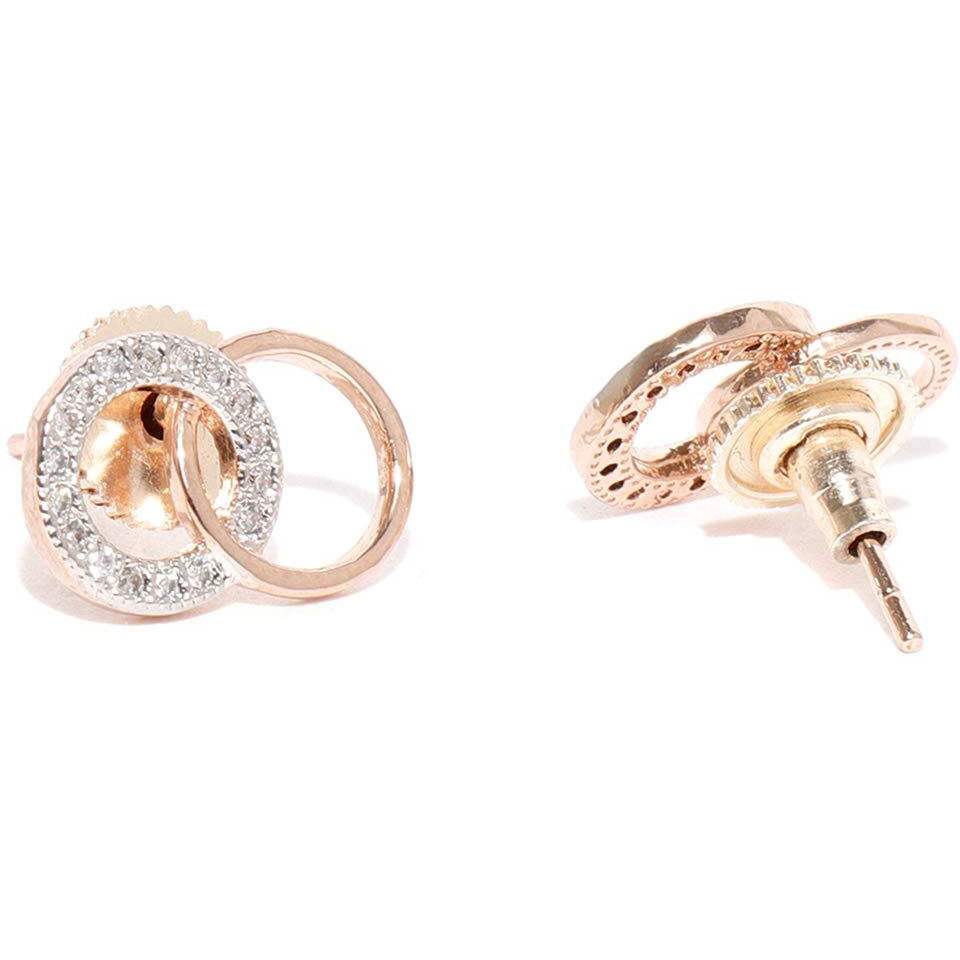 Dhruvi by Zaveri Pearls Brass Rose Gold Stud Earrings for Women (D7976, Rose Gold)
