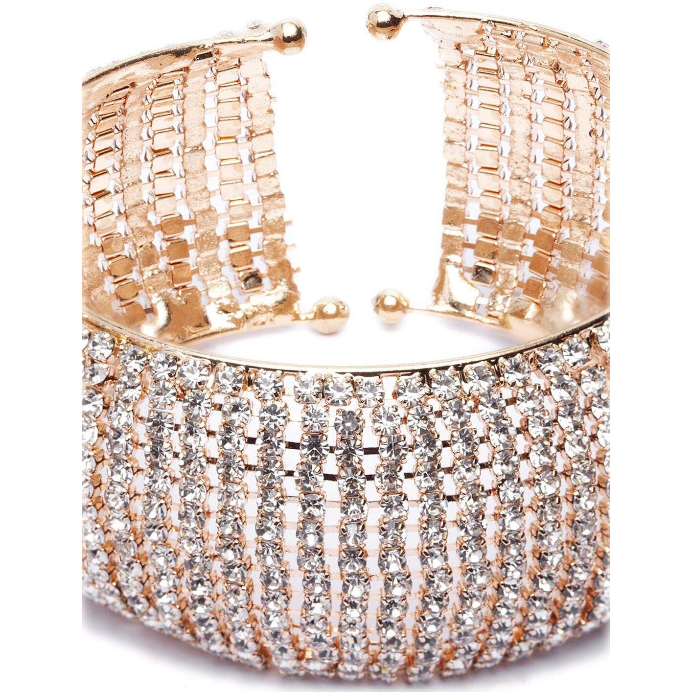 Shining Diva Fashion 18k Rose Gold and Silver Plated Adjustable Crystal Cuff Bracelet for Women and Girls (Rose Gold)