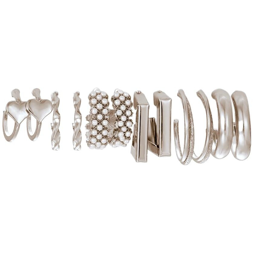 Shining Diva Fashion 6 Pairs Combo Set Latest Stylish Hoop Earrings for Women and Girls (15621er)