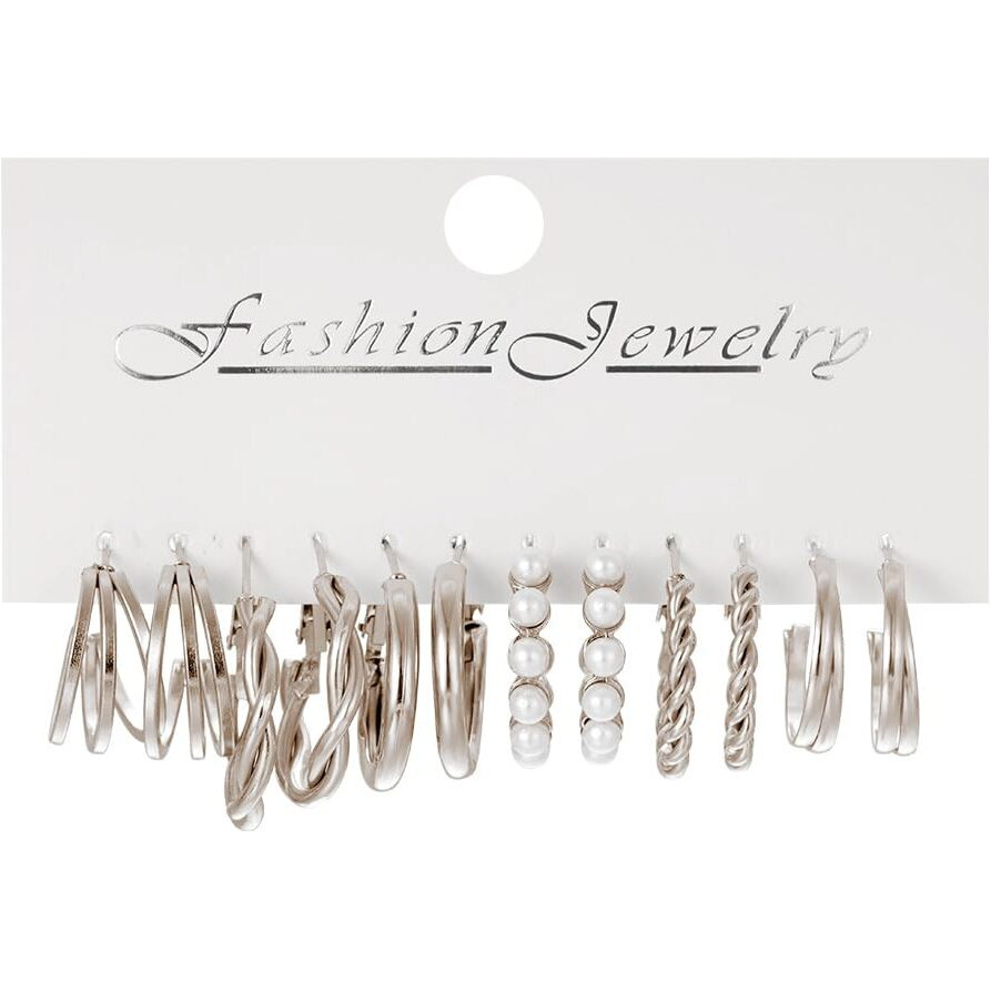 Shining Diva Fashion 6 Pairs Combo Set Latest Stylish Hoop Earrings for Women and Girls (15618er)