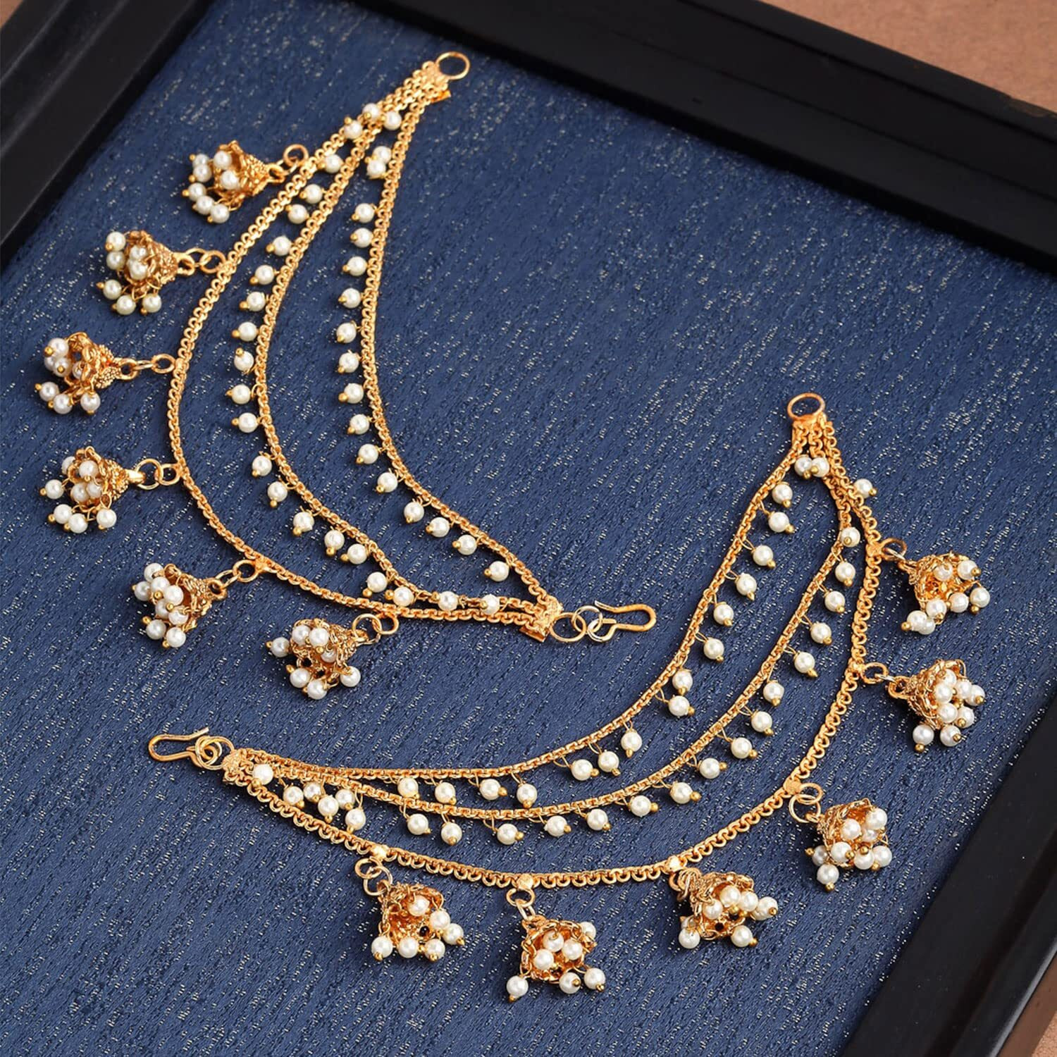Zeneme Jewellery Silver Gold Plated Long Hair Chain For Women