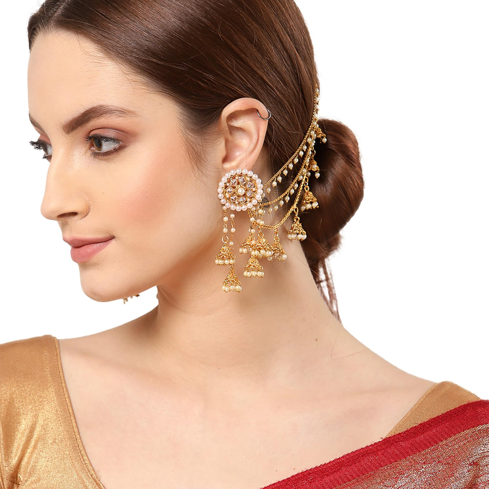 Zeneme Jewellery Silver Gold Plated Long Hair Chain For Women