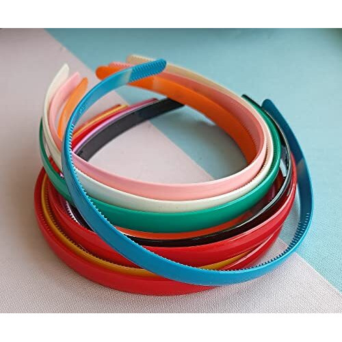 ANNA CREATIONS Set Of 12 Plastic Hair Bands for Girls & women (WIDE, MULTI-COLOUR)