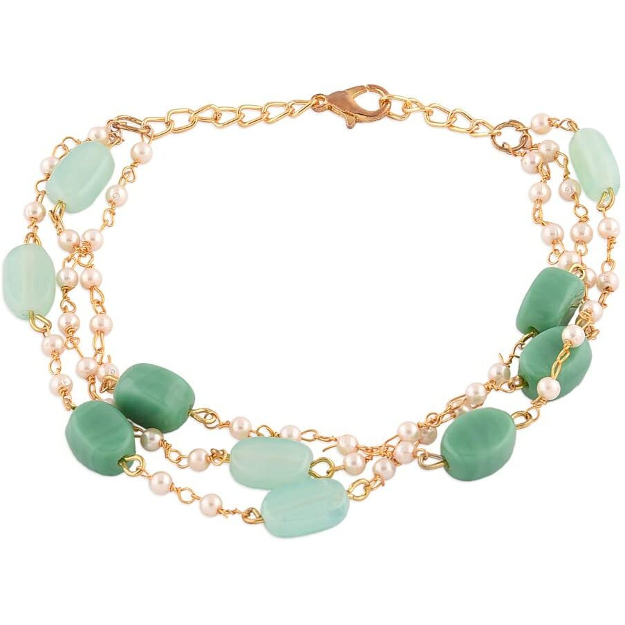 ZAVERI PEARLS Green Multistrand Beaded Ethnic Bracelet For Women-ZPFK13619