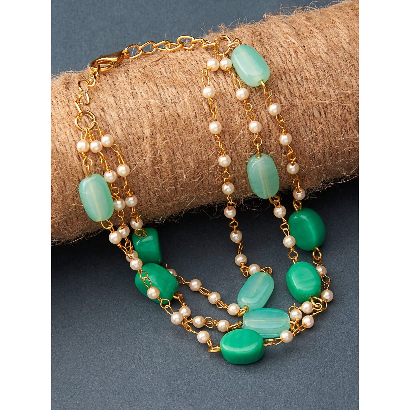 ZAVERI PEARLS Green Multistrand Beaded Ethnic Bracelet For Women-ZPFK13619