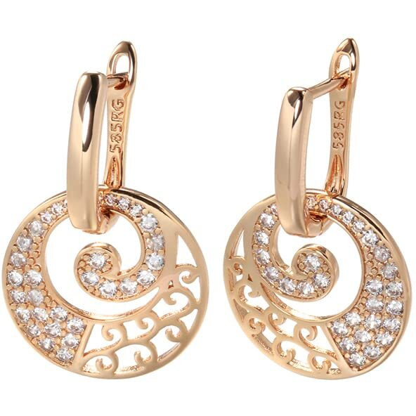 Shining Diva Fashion 18k Rose Gold Plated Latest Fancy Stylish Copper Zircon Earrings for Women and Girls (rrsd14474er)