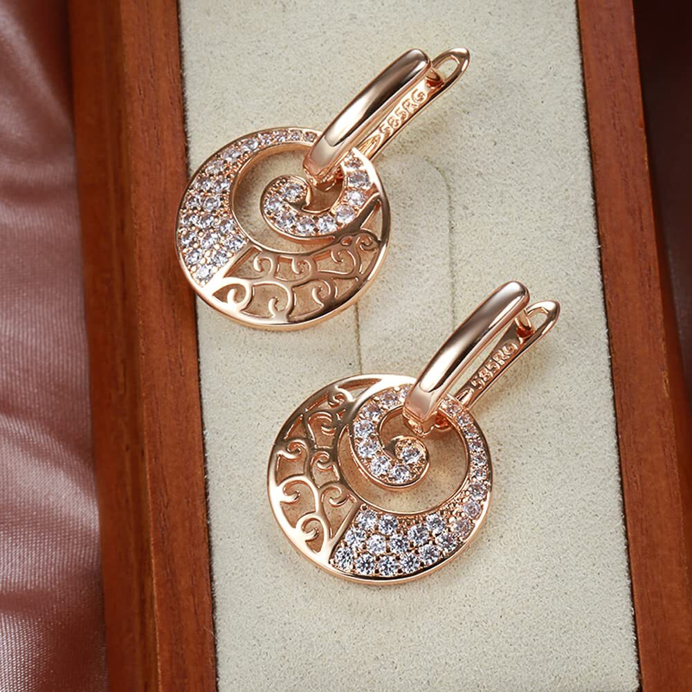 Shining Diva Fashion 18k Rose Gold Plated Latest Fancy Stylish Copper Zircon Earrings for Women and Girls (rrsd14474er)
