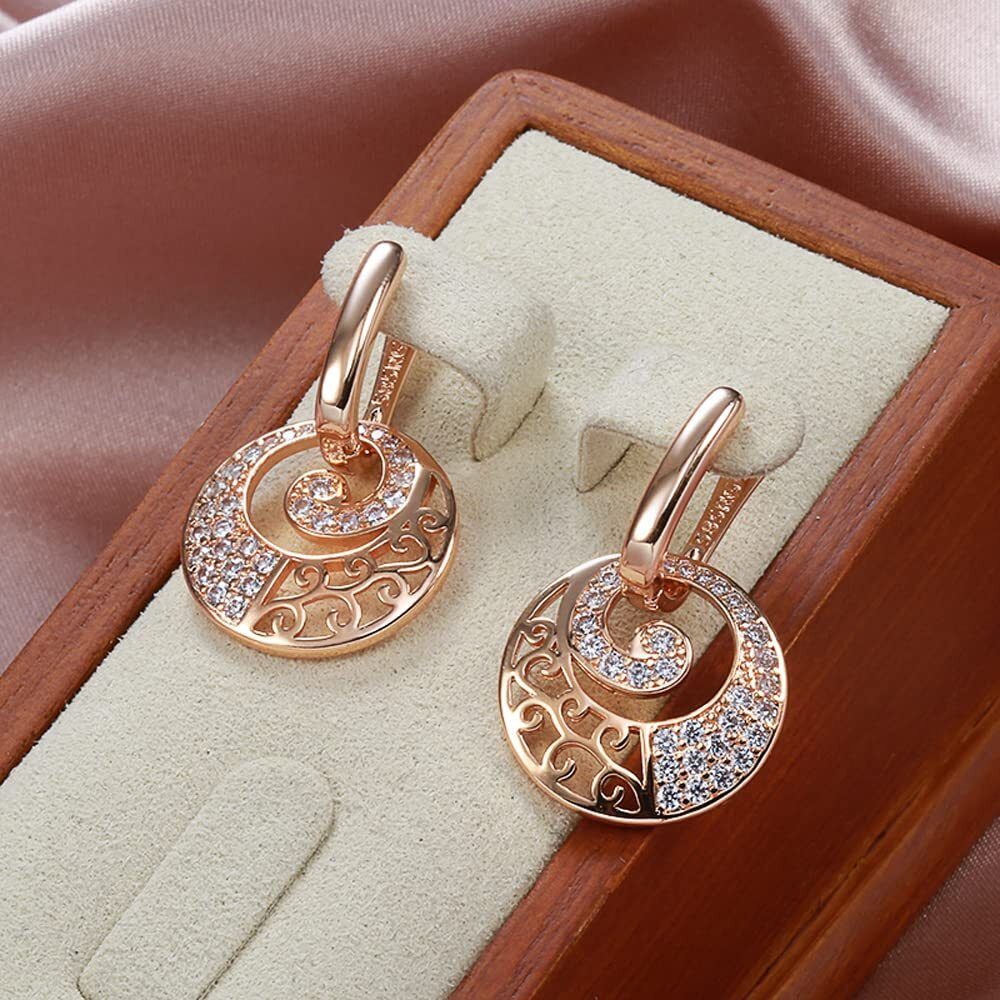 Shining Diva Fashion 18k Rose Gold Plated Latest Fancy Stylish Copper Zircon Earrings for Women and Girls (rrsd14474er)