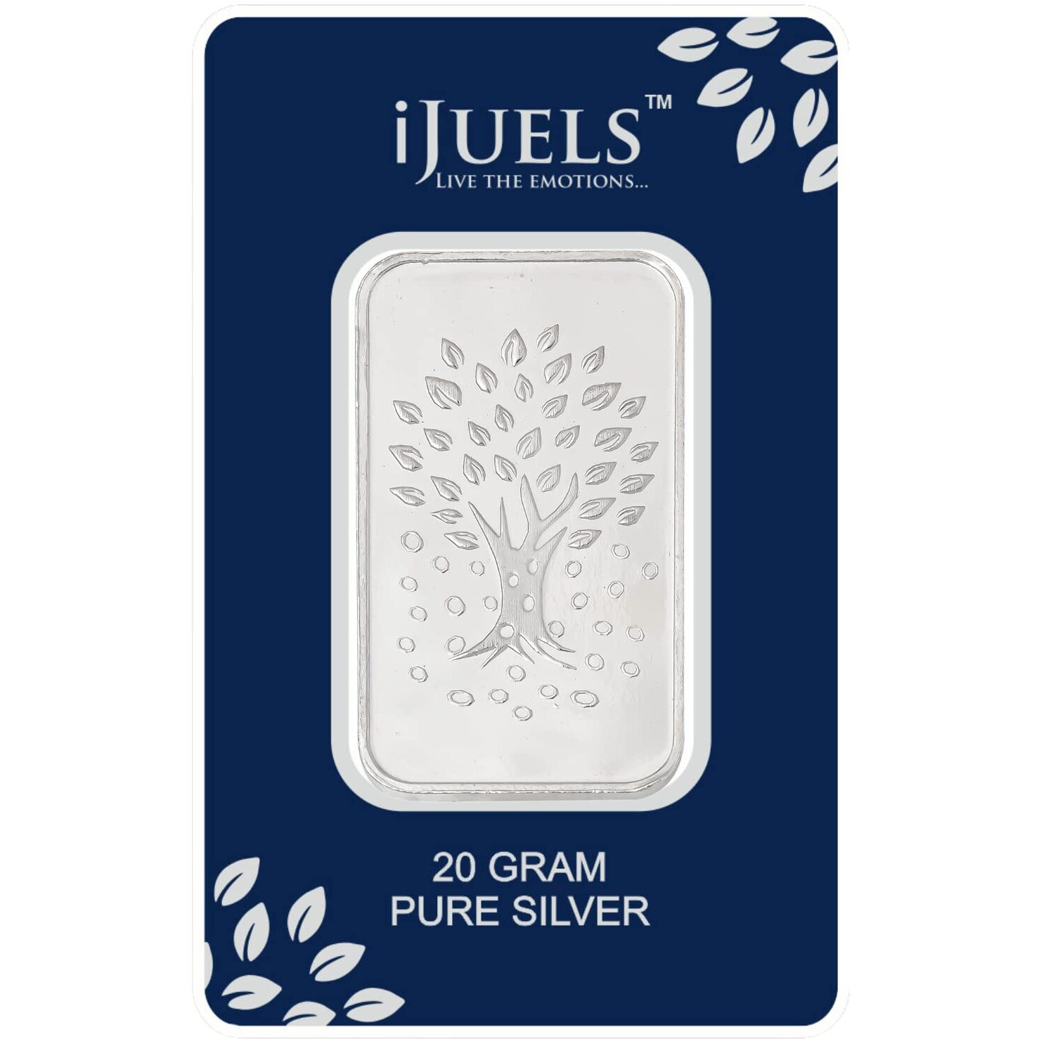 I JUELS  LIVE THE EMOTIONS 999 Silver BIS Hallmarked 20 Grams Kalpataru Tree Silver Bar/coin tamperproof pack
