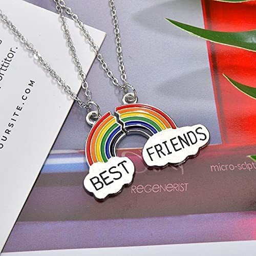 YouBella Jewellery Silver Plated Rainbow Best Friends Necklace Chain for Girls and Women (Multi-Color) (YBNK_50163)