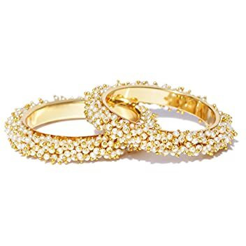 YouBella Jewellery Traditional Pearl Studded Gold Plated Bangles for Women and Girls (2.4)