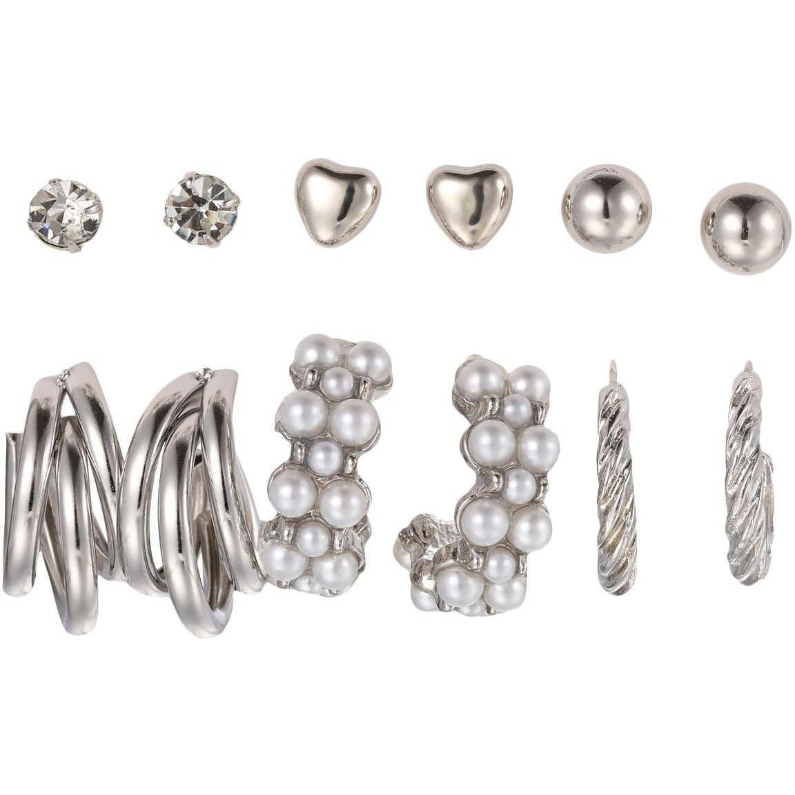 Shining Diva Fashion 6 Pairs Combo Set Latest Stylish Stud Earrings for Women and Girls (rr15822er)