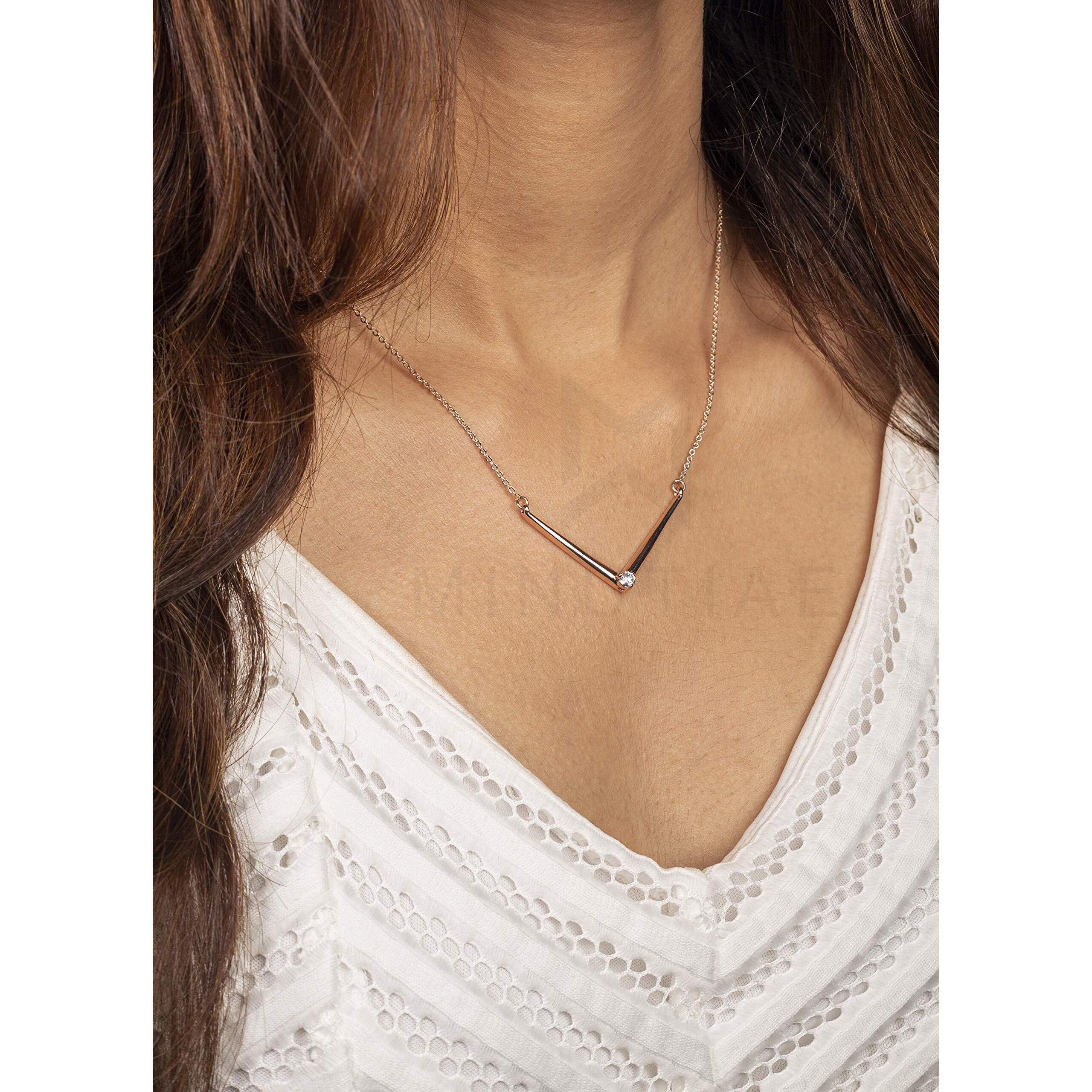 MINUTIAE Rose Gold Plated Single Diamond Pendant Necklace/Solitare Pendant/Austrian Cubic Zirconia Pendant For Women And Girls With Extendable Chain (Rose Gold)