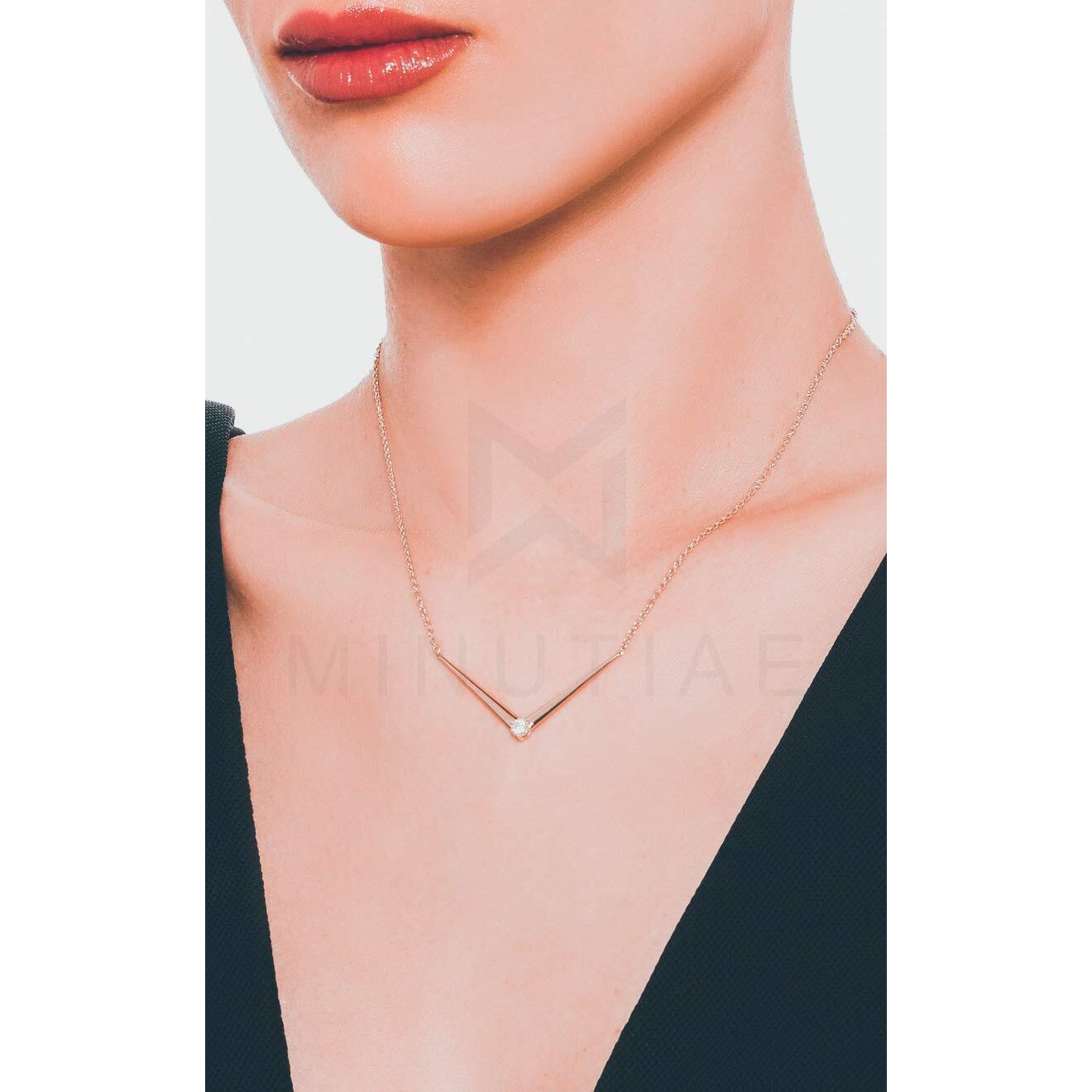 MINUTIAE Rose Gold Plated Single Diamond Pendant Necklace/Solitare Pendant/Austrian Cubic Zirconia Pendant For Women And Girls With Extendable Chain (Rose Gold)