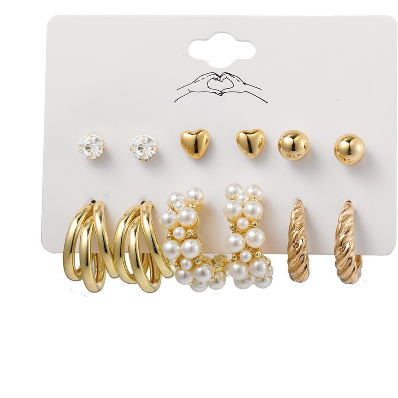 Shining Diva Fashion 6 Pairs Combo Set Latest Stylish Stud Earrings for Women and Girls (rr15850er)