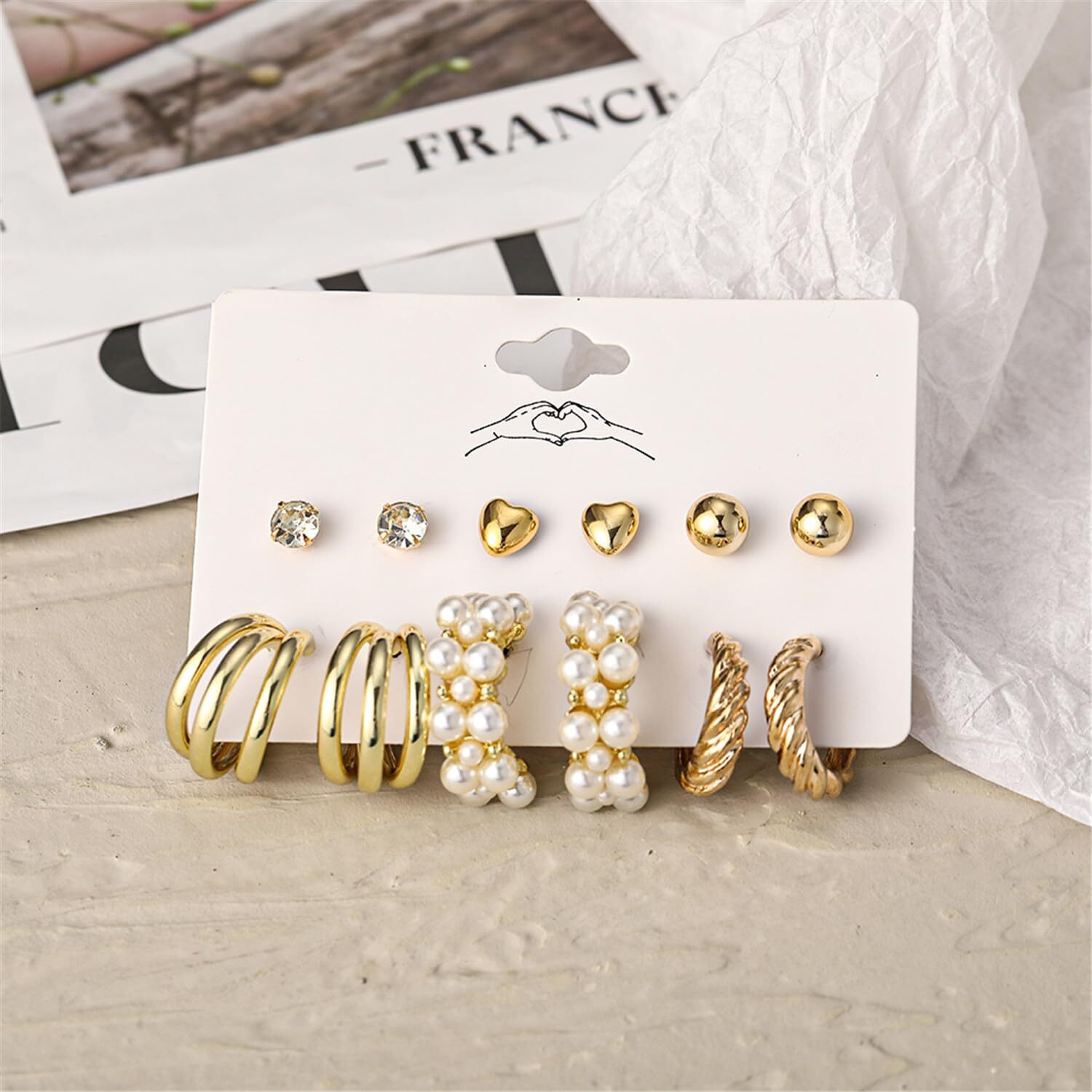Shining Diva Fashion 6 Pairs Combo Set Latest Stylish Stud Earrings for Women and Girls (rr15850er)