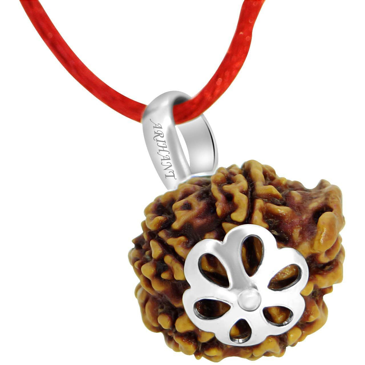 Arihant Gems & Jewels Nepali Rudraksha With 925 Silver Pendant | Natural & Certified | Unisex Both for Men & Women (5 Mukhi)