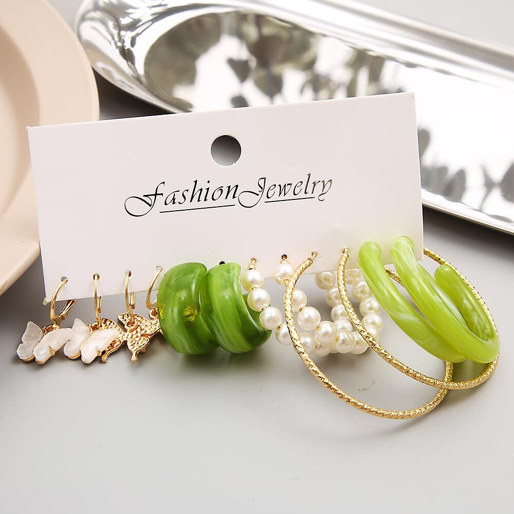 Shining Diva Fashion 6 Pairs Combo Set Latest Stylish Hoop Earrings for Women and Girls (15624er)