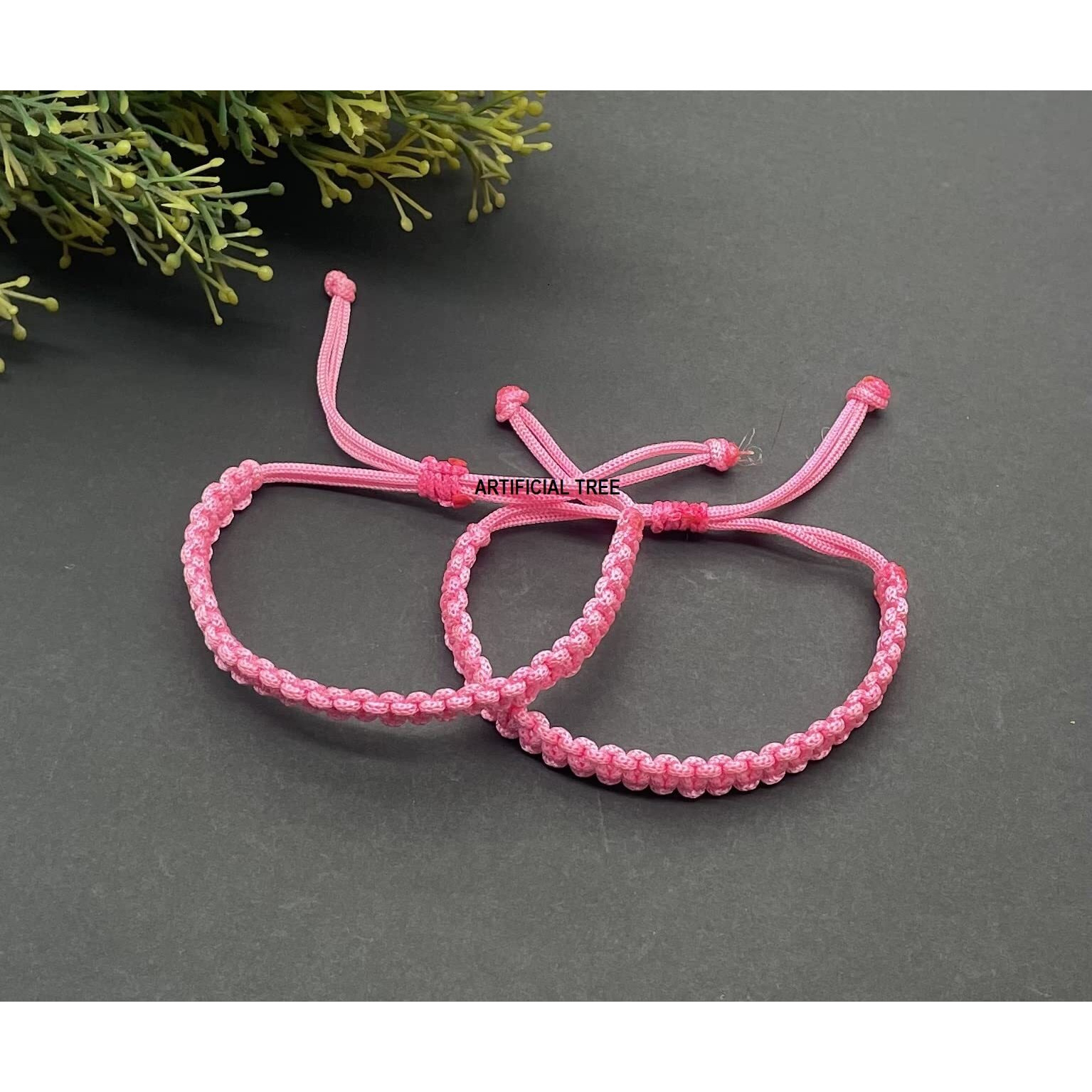 ARTIFICIAL TREE HANDMADE NAZAR DHAGA BRACELET ADJUSTABLE WRISTBAND BRACELET FRIENDSHIP BAND FOR WOMEN MEN- 100% SKIN FRIENDLY Nazar Bracelets 2 Piece (AT GIRLS BRCT 002) (BABY PINK)